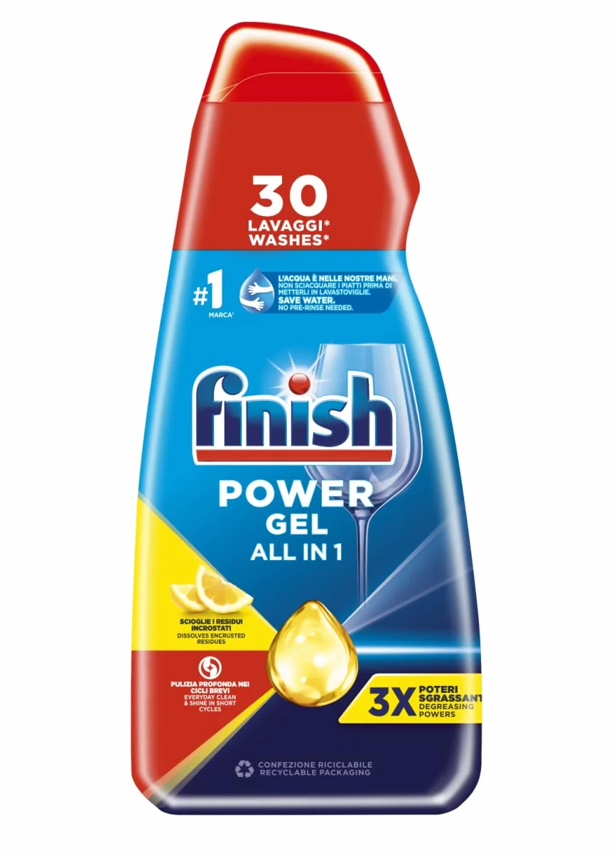 Finish Powergel żel do mycia w zmywarce w płynie, wielozadaniowy, cytryna, 600 ml, 30 prań