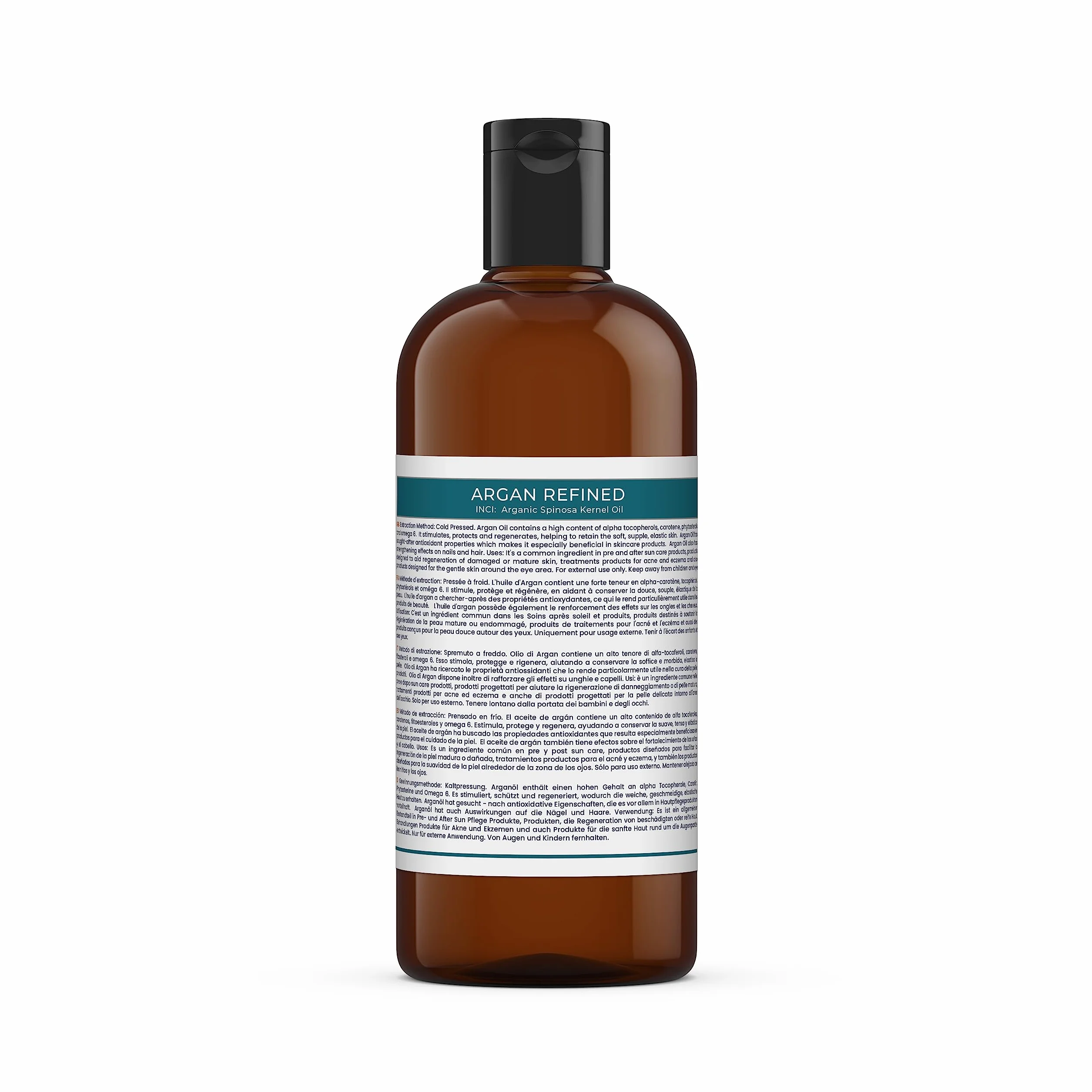 Mystic Moments Rafinowany olejek nośny arganowy, 500 ml, czysty i naturalny olej, idealny do włosów, twarzy, paznokci, aromaterapii, masażu i rozcieńczania oleju, wegański, bez GMO