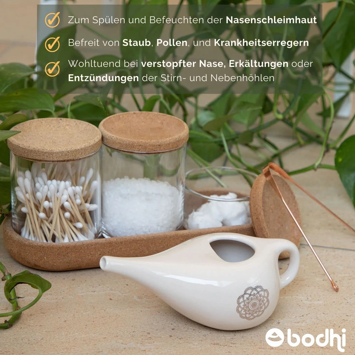 NETI POT dzbanek do mycia nosa, ceramiczny dzbanek Neti z mandalą (złoty), dzbanek do płukania nosa lub prysznica do nosa, garnek Nethi Pot, garnek Nethi