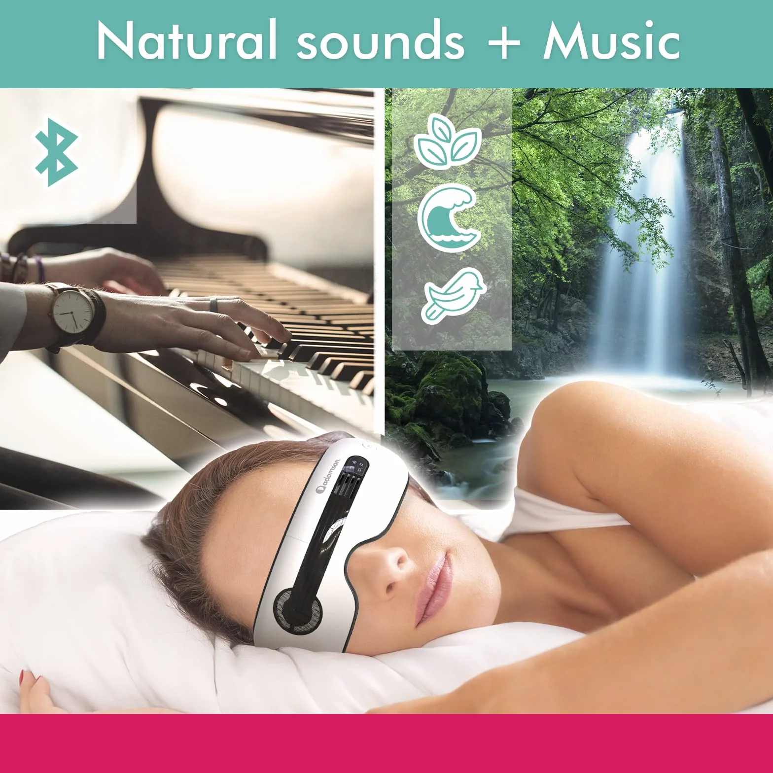Adamson A80 Zimny i gorący masażer oczu - NOWOŚĆ - Akumulator i Bluetooth - Okulary do masażu oczu do pressoterapii oczu - Łagodzi suche oczy, migreny, cienie pod oczami, poprawia sen