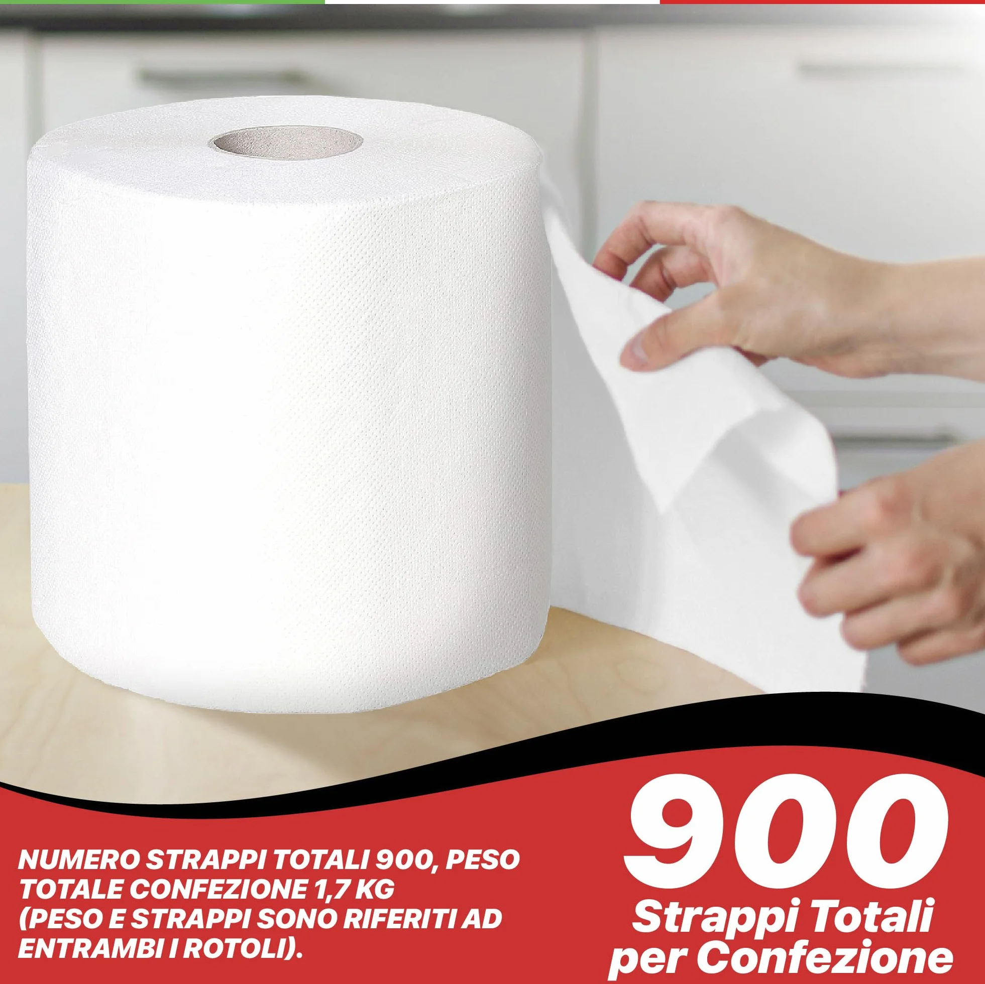 R MOVE 2 rolki papieru do suszenia 1,7 kg 900 rozdarć 2-warstwowa czysta celuloza ręcznik papierowy kuchenny