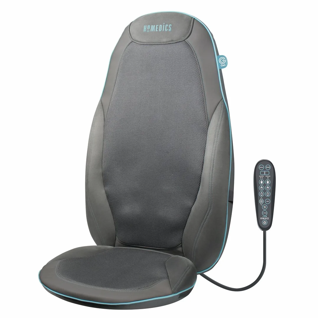 HoMedics Żelowe urządzenie do masażu pleców, nakładka na siedzenie – ukierunkowany, głęboko działający masaż pleców i ramion Shiatsu, z innowacyjną technologią żelową, węzłami żelowymi Shiatsu i