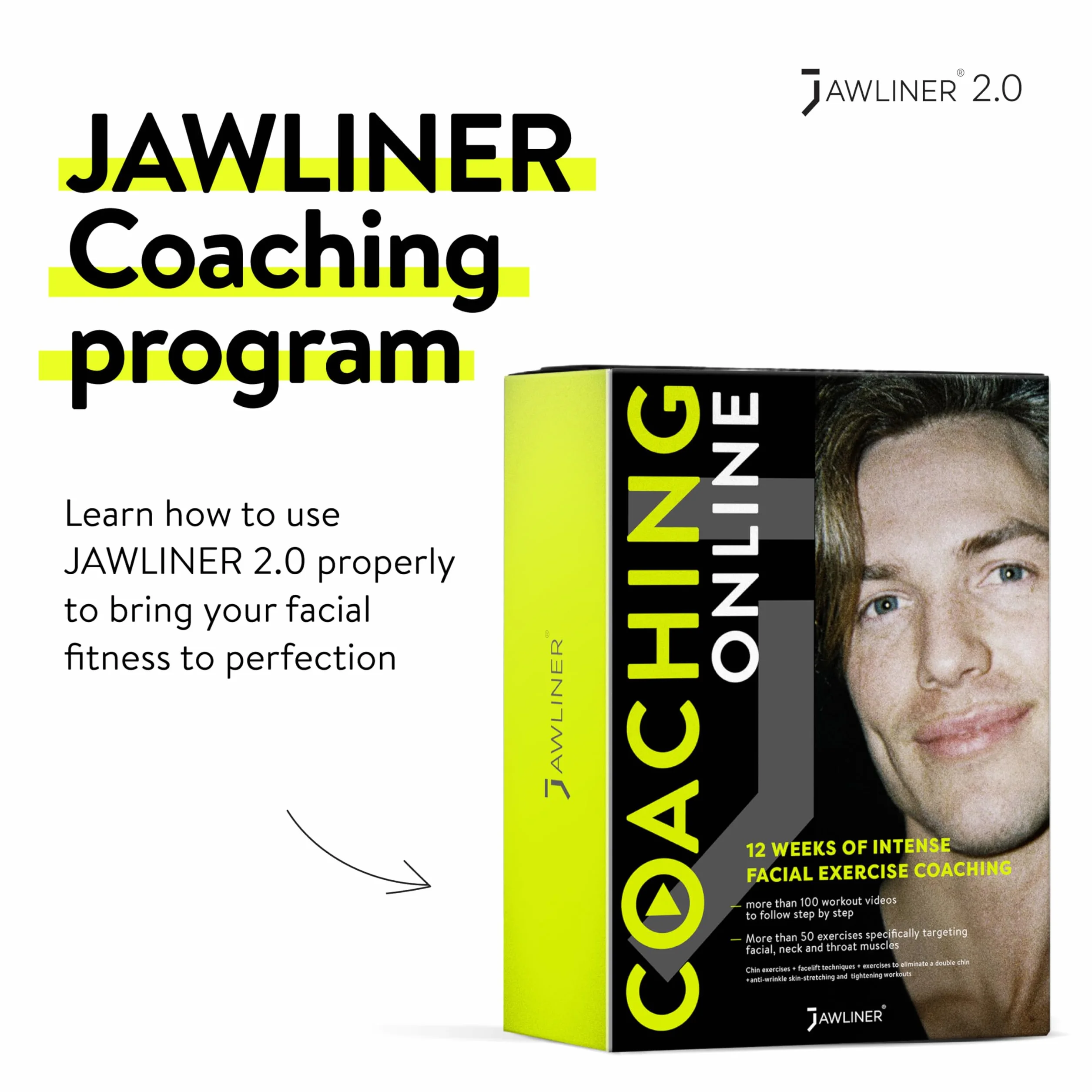 Jawliner® Trener Szczęki dla Mężczyzn i Kobiet – 3 Poziomy Oporu – Redukcja Podwójnego Podbródka – 100% Silikon Spożywczy – Wzmacnia Szczękę, Twarz i Szyję