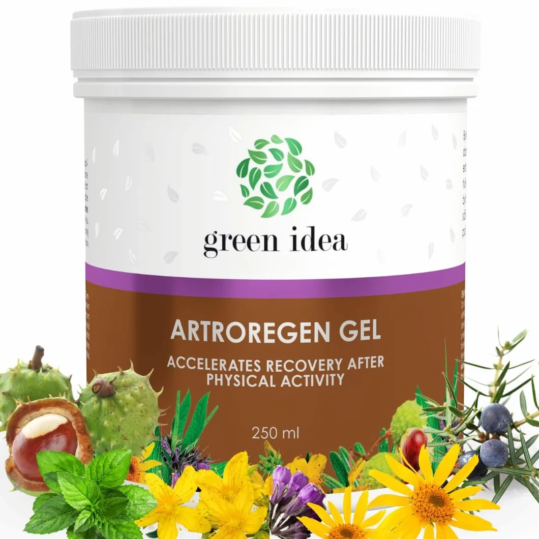 Green idea - Żel Artroregen | Maść na stawy |przyspiesza regenerację po treningu | Bóle stawów i mięśni | żywokost, arnika, kasztanowiec, rozmaryn, eukaliptus, mentol | żel do masażu 250 ml