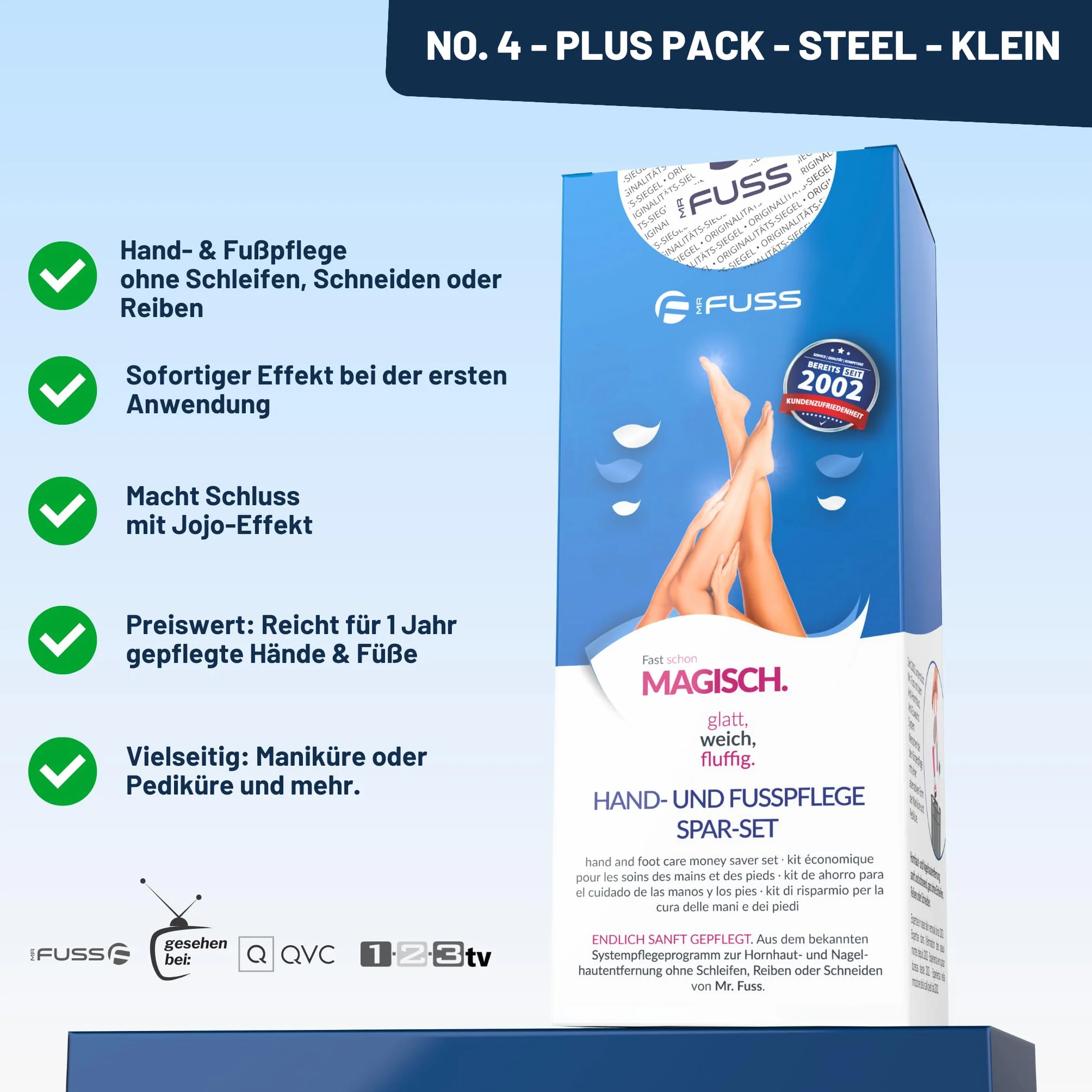 Mr. Fuss aktywny rozpuszczacz do usuwania zrogowaciałego naskórka No. 4 Plus Pack Steel - 3-częściowy zestaw do pielęgnacji stóp