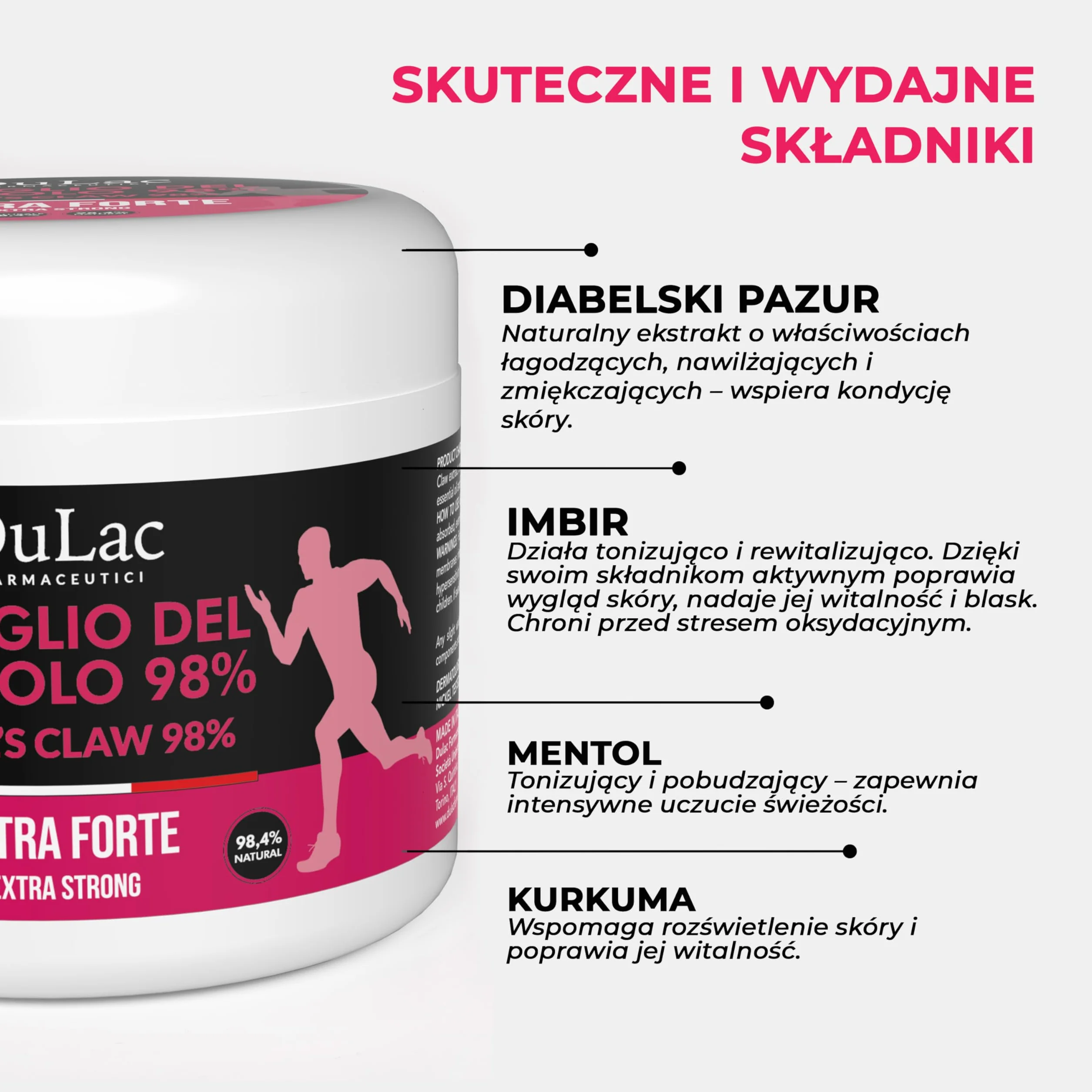Dulàc Devil's Claw Gel Extra Strong 98% 500 ml do masażu stawów i mięśni