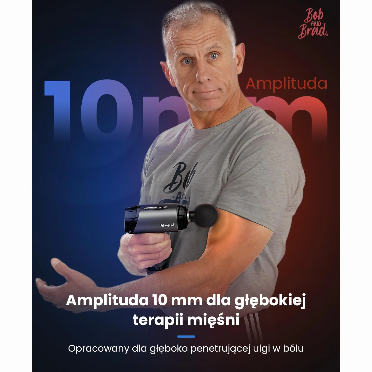 Bob and Brad T2 Pro Massage Gun z terapią ciepłem i zimnem, 4000 mAh, amplituda 10 mm, ręczny masażer perkusyjny