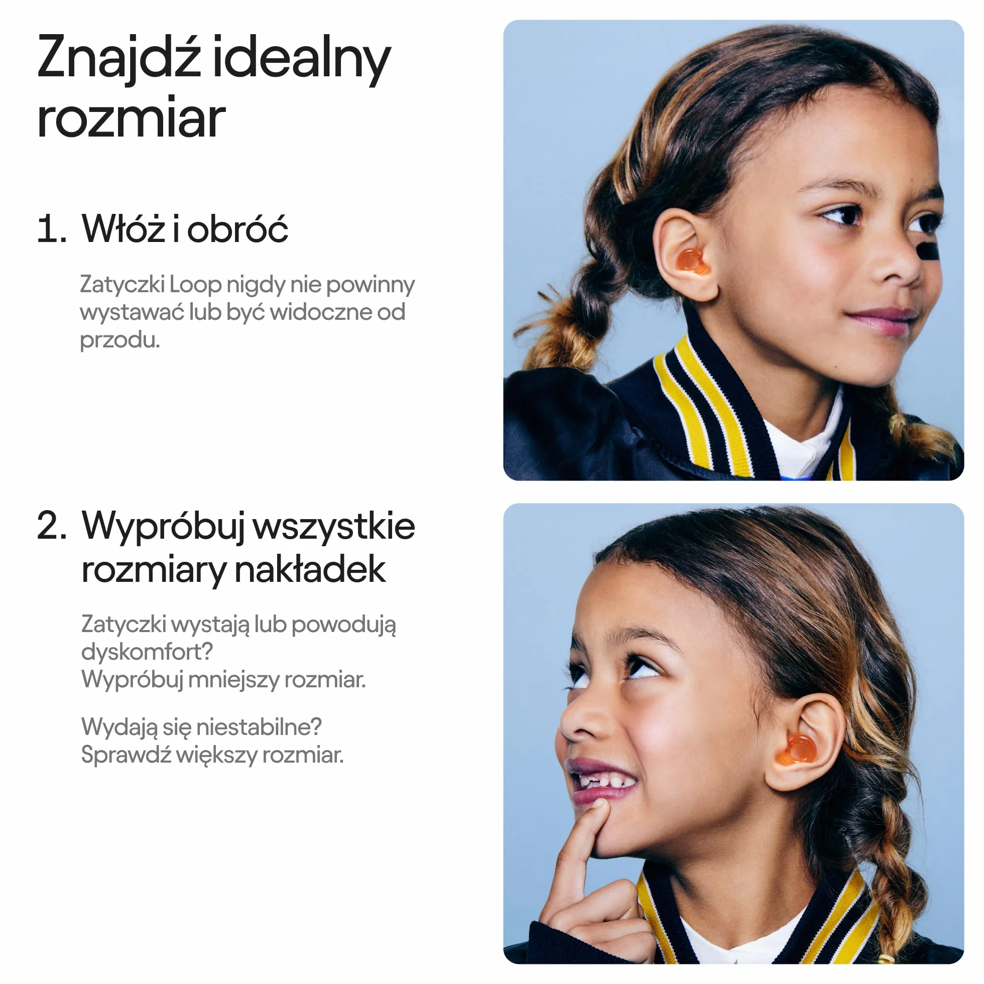 Loop Engage Kids 2 (6-12 lat) – dziecięce zatyczki do uszu tłumiące hałas 16 dB