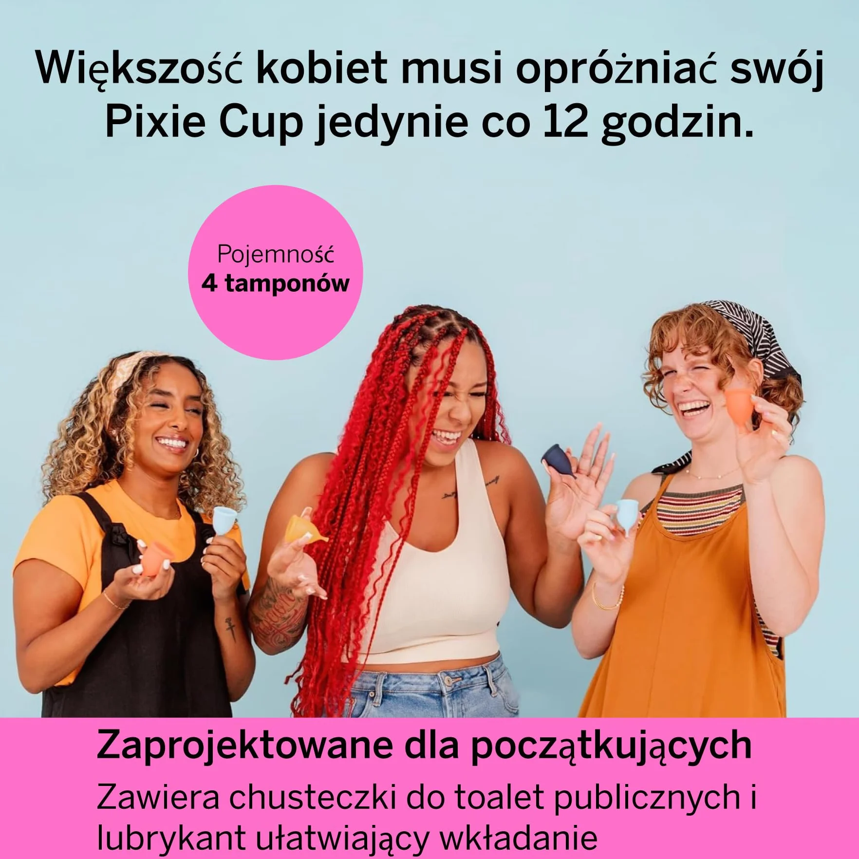 Pixie kubek menstruacyjny 100% silikon klasy medycznej 12 godzin alternatywa dla tamponu