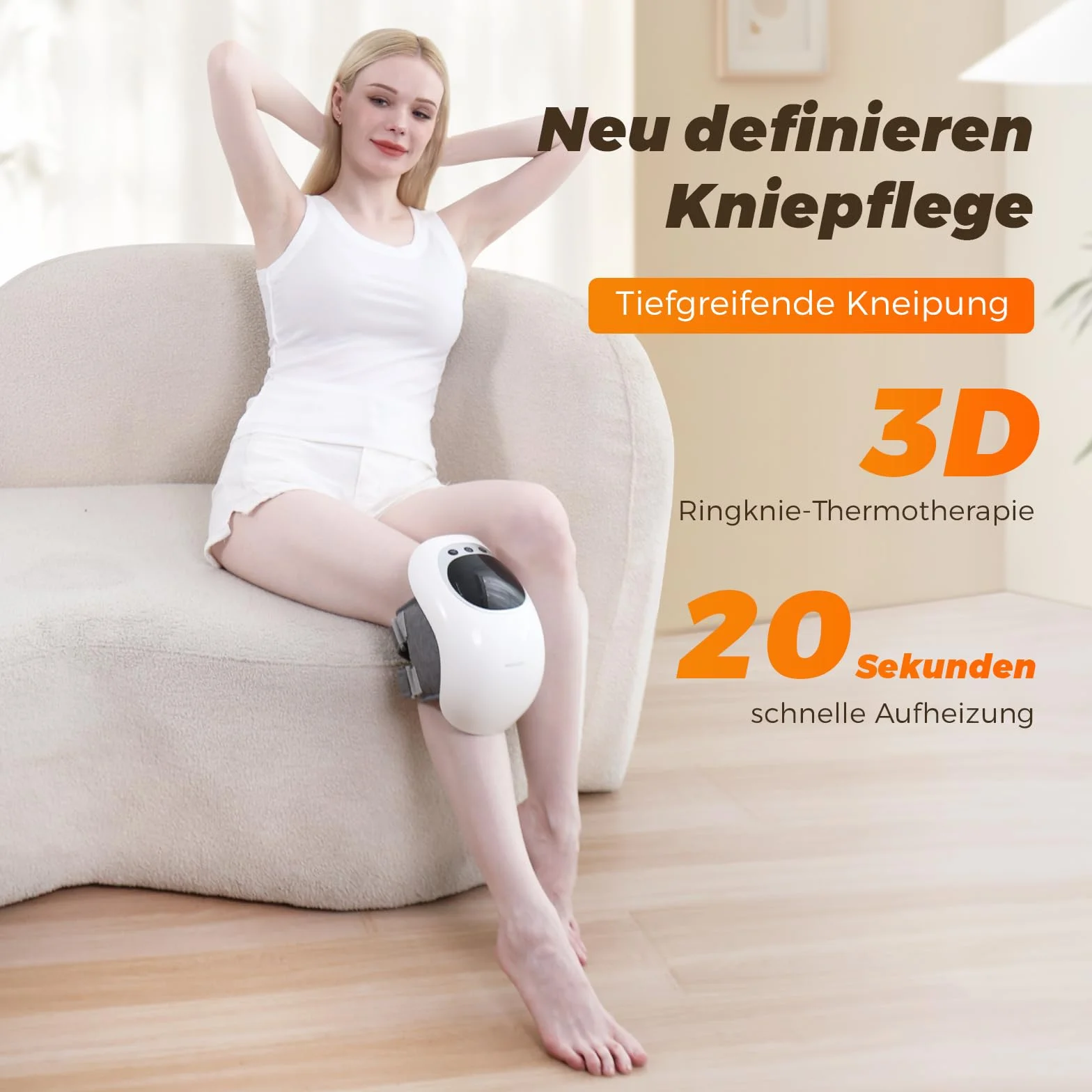 Urządzenie do masażu kolan, 3 poziomy temperatury, terapia światłem czerwonym, wyświetlacz LCD, terapia cieplna i wibracyjna, 7000 obr./min, czas pracy 120 min, czarny