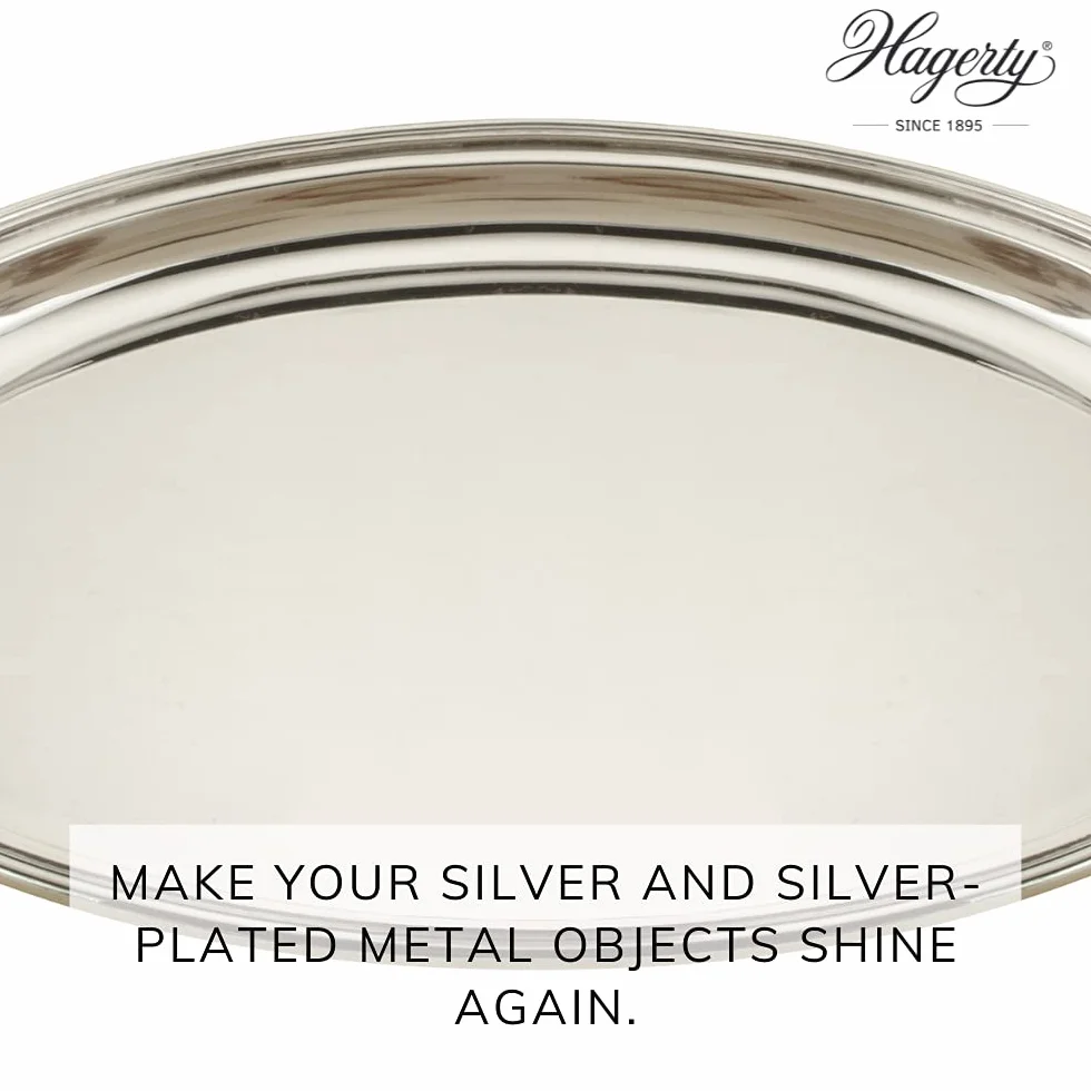 Hagerty Silver Care pasta do polerowania srebra, 185 g, wydajna pasta polerska do czyszczenia i pielęgnacji srebra i posrebrzanego metalu, środek czyszczący do srebrnych wyrobów z srebra, talerzy, tac, w zestawie gąbka