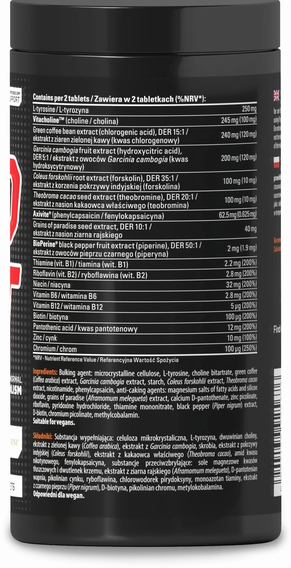 Skill Nutrition Pro Cut 180 tabletek spalanie tłuszczu zielona herbata L-karnityna CLA BioPerine® metabolizm energia
