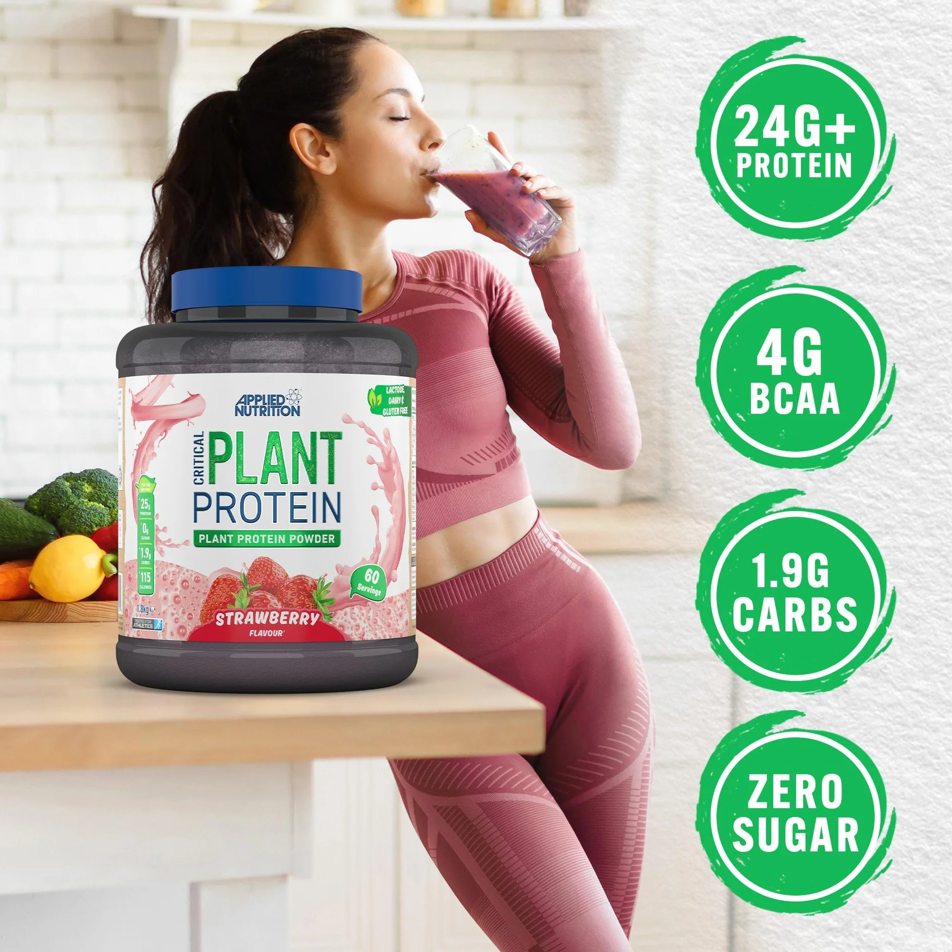 Applied Nutrition Critical Plant Protein, Strawberry - 1800g