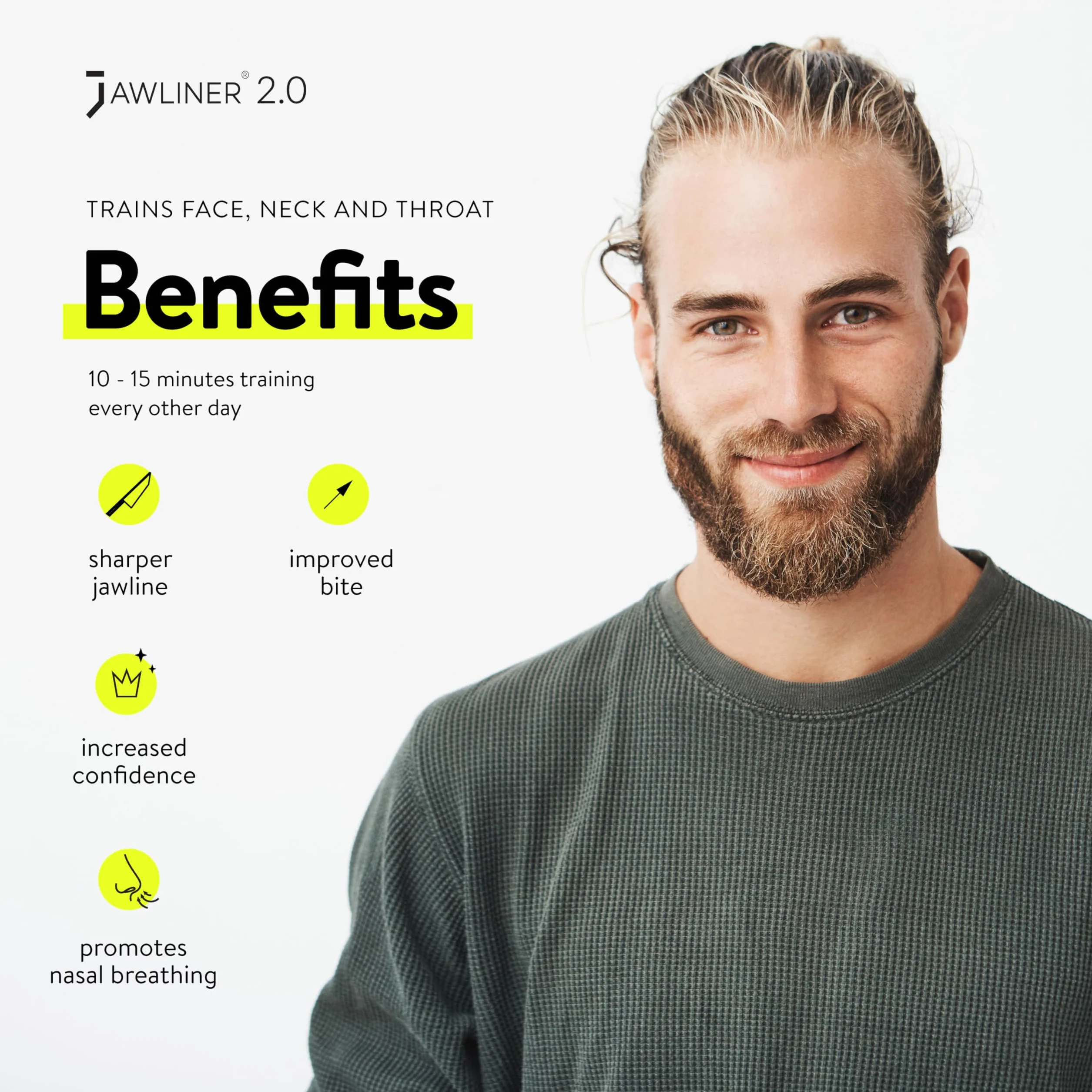 Jawliner® Trener Szczęki dla Mężczyzn i Kobiet – 3 Poziomy Oporu – Redukcja Podwójnego Podbródka – 100% Silikon Spożywczy – Wzmacnia Szczękę, Twarz i Szyję