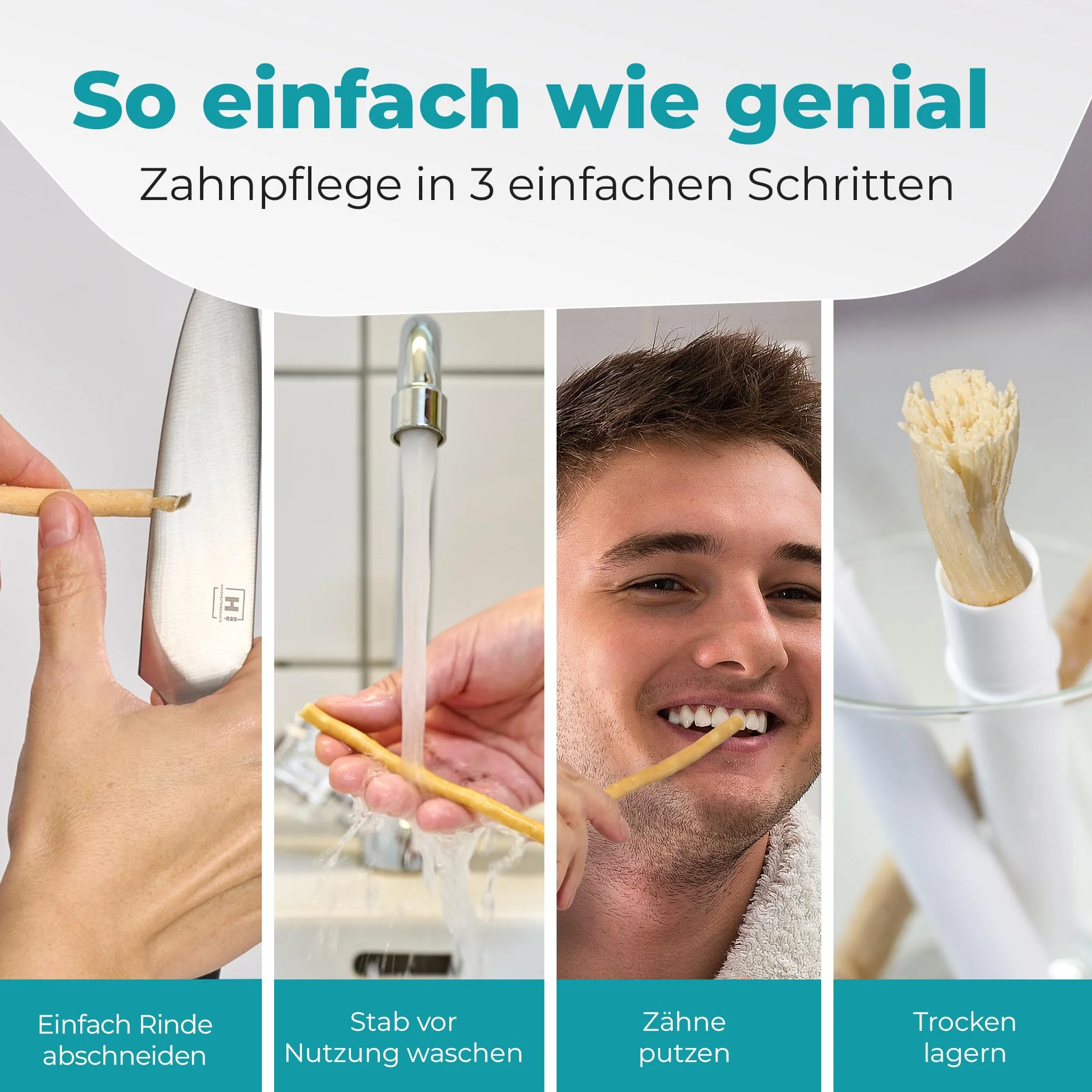 Miswak Szczoteczka do zębów firmy Blissany - Siwak SWAK, tradycyjna arabska szczoteczka do zębów, drewniana szczoteczka do zębów, do naturalnych białych zębów, 5 szt