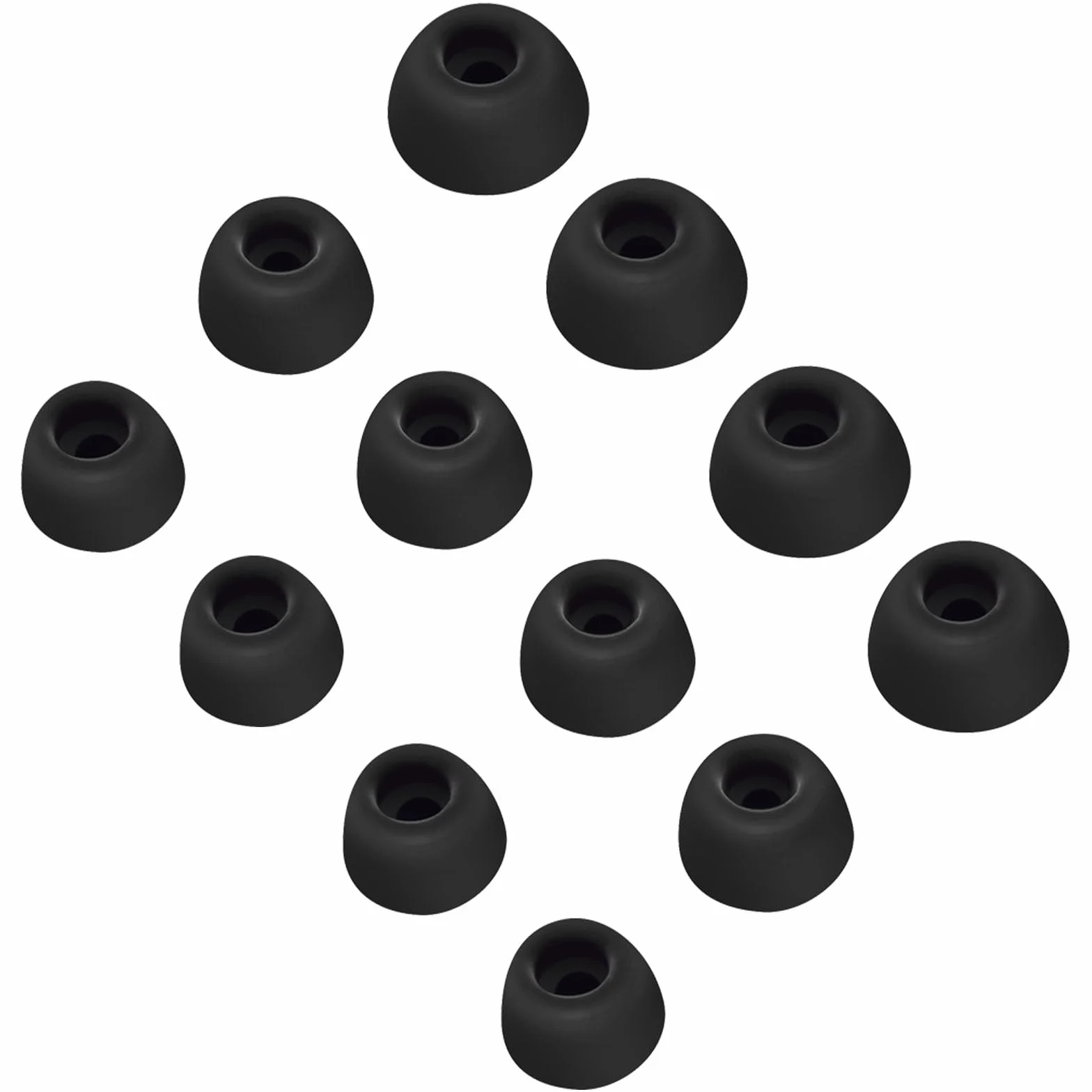 Zatyczki do uszu kompatybilne z Soundcore by Anker P40i/P30i/Sport X10/Space A40/Life P3, P2 Mini, P2, A1, miękkie silikonowe wymienne zatyczki do uszu, 3 rozmiary, 6 par (czarne)