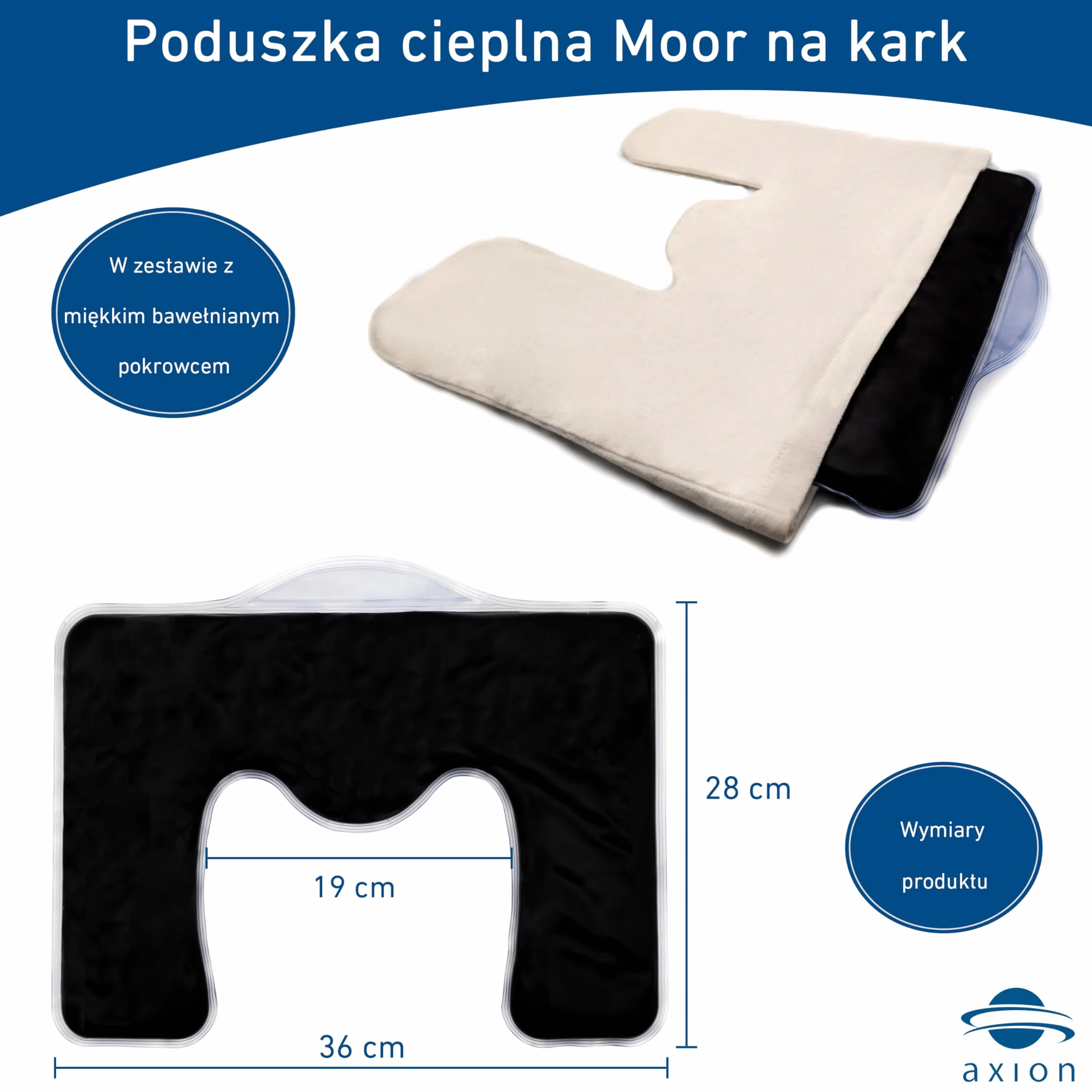 Poduszka rozgrzewająca 28 x 36 cm na bóle karku z bawełny i borowiny