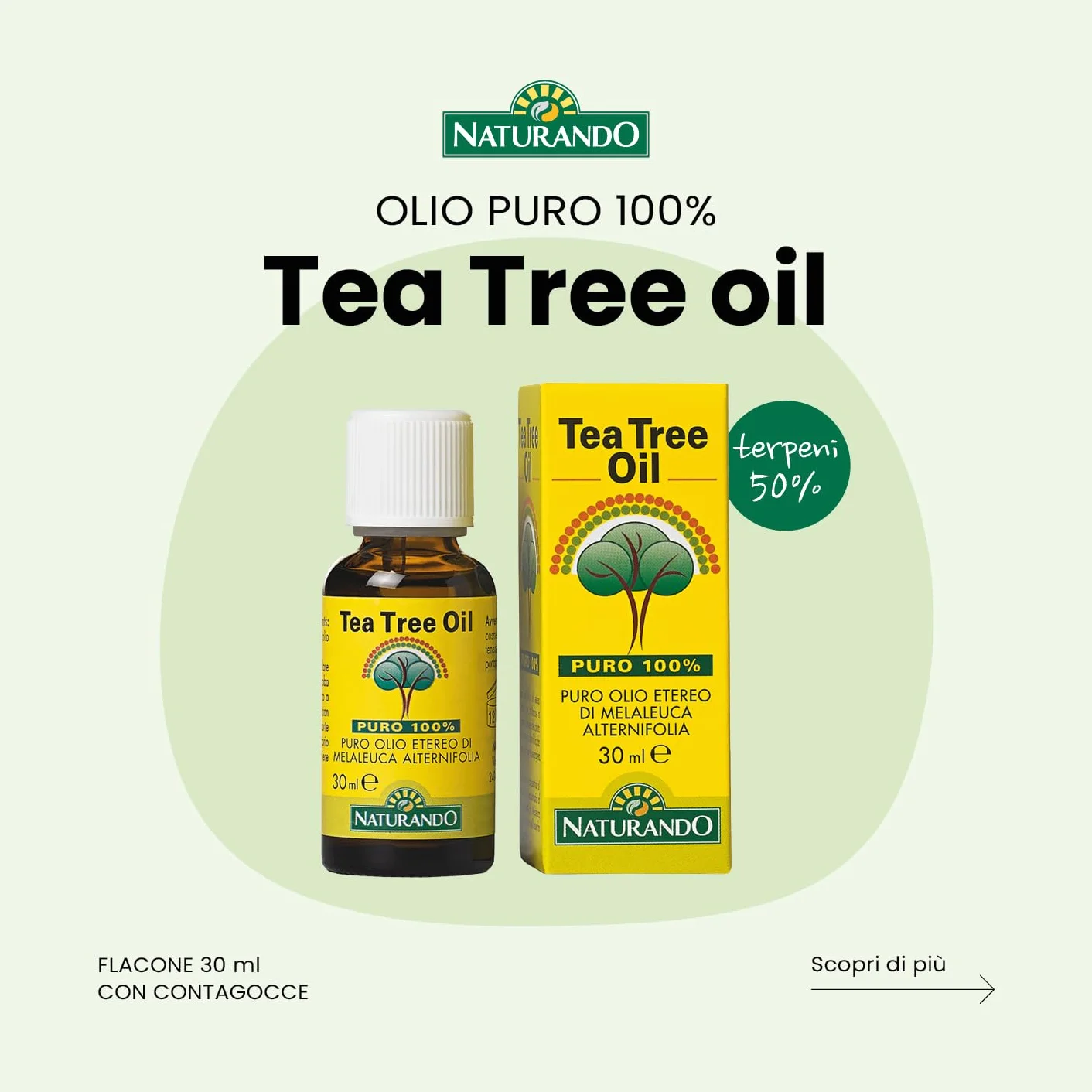 Naturando Olejek z Drzewa Herbacianego 10 ML Czysty Olejek Eteryczny 100% Melaleuca Alternifolia