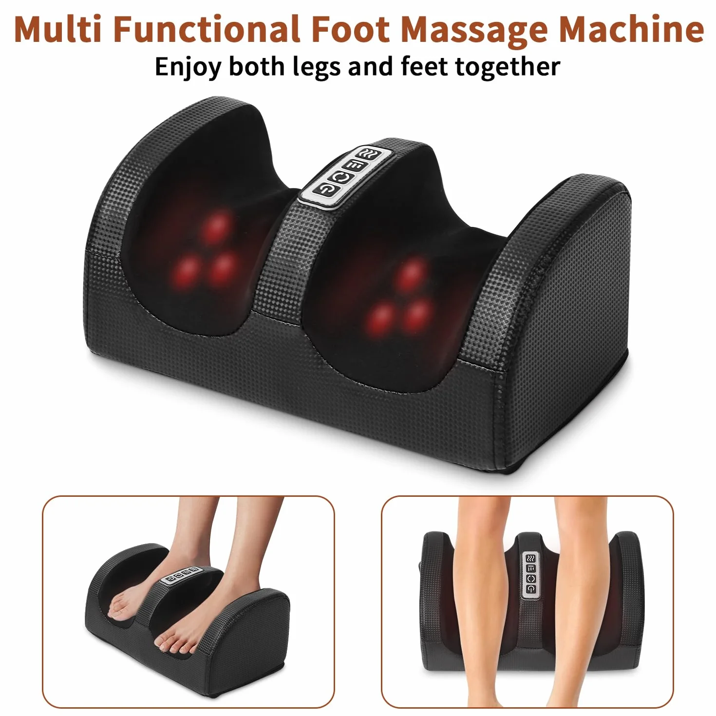 Shiatsu masażer do stóp z funkcją podgrzewania, masażer na nogi, głęboki masaż tkanek z funkcją podgrzewania, masażer z wałkami, elektryczny masażer stóp, prezent dla rodziców i przyjaciół