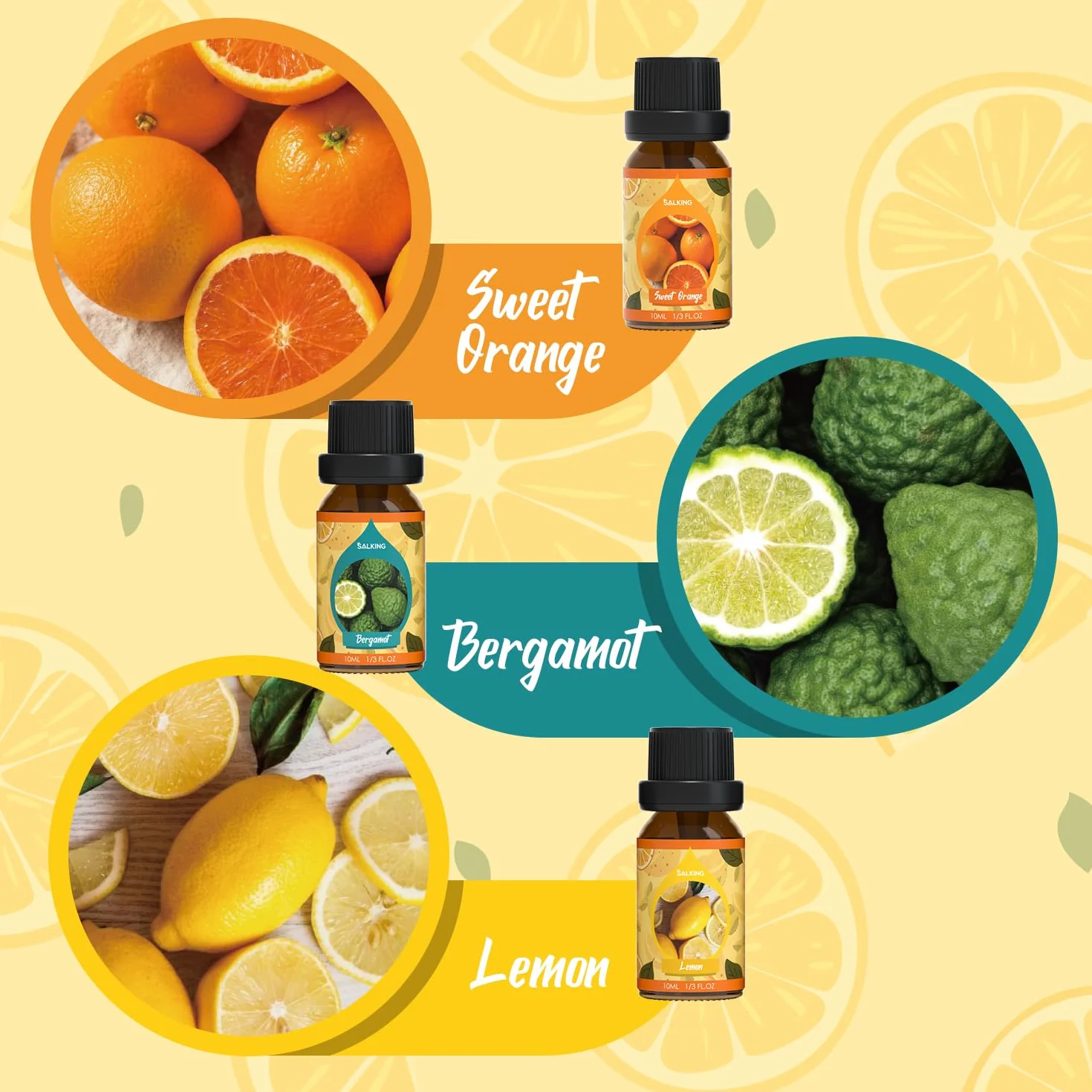 SALKING Olejki eteryczne cytrusowe do nawilżacza dyfuzora 100% naturalny słodka pomarańcza bergamotka cytryna grejpfrut limonka yuzu