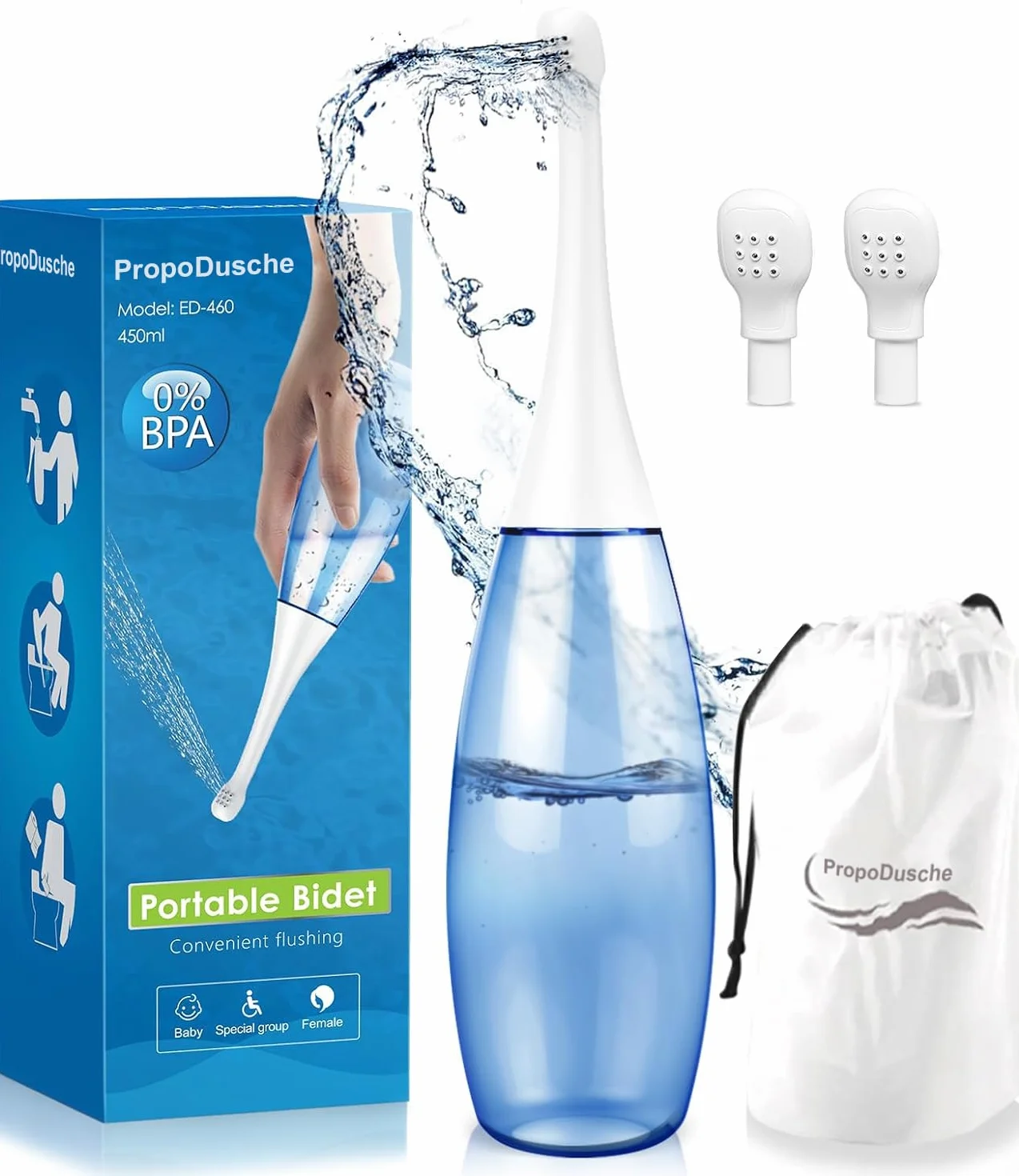 Prysznic do pielęgnacji krocza po porodzie, przenośny podróżny rozpylacz do higieny osobistej, butelka bidetowa 450 ml, przenośny bidet podróżny (1)