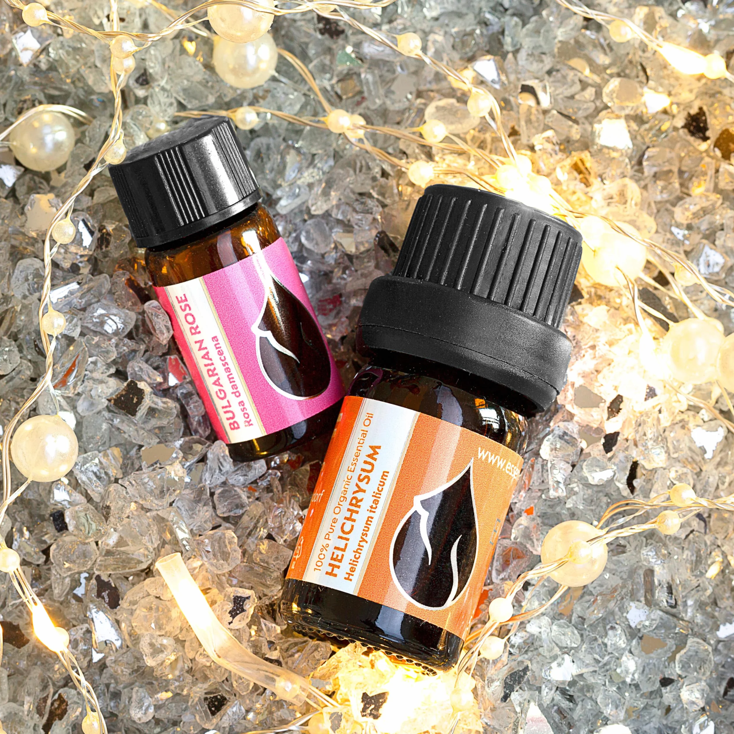 Zestaw "Luksus" Organicznych Olejków Eterycznych | Kocanka (5ml) + Róża (3ml)| 100% Czysty i Naturalny | Nierozcieńczony | Klasa terapeutyczna | Gospodarstwo rodzinne | Destylowany z parą wodną | 2szt