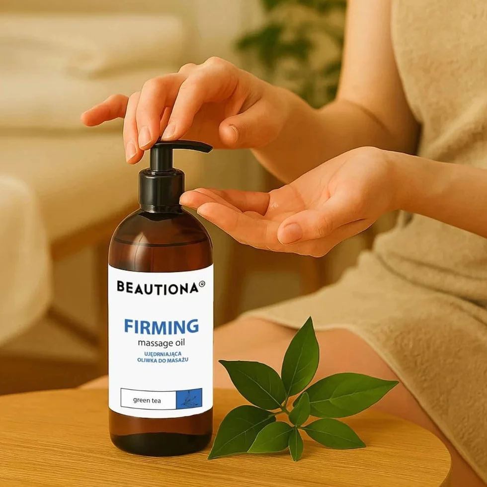 Olejek do masażu 500 ml – zapach zielonej herbaty – relaksujący olejek do ciała, do masażu, wellness i aromaterapii, z olejkiem migdałowym, olejkiem z awokado, olejkiem makadamia i witaminą E – dla