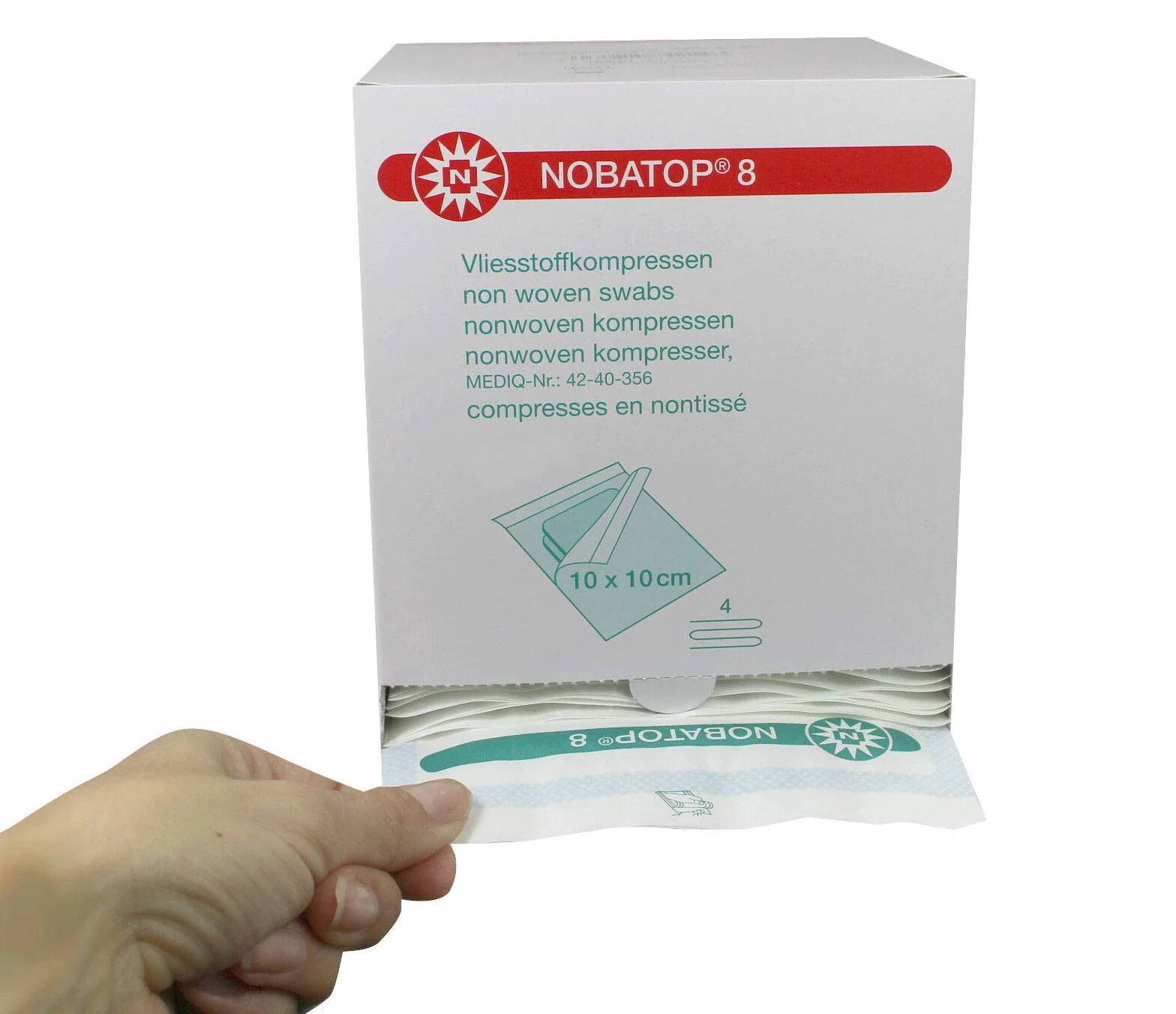 Noba Verbandmittel 8 kompresów 10 x 10 cm sterylne, 50 x 2 sztuki