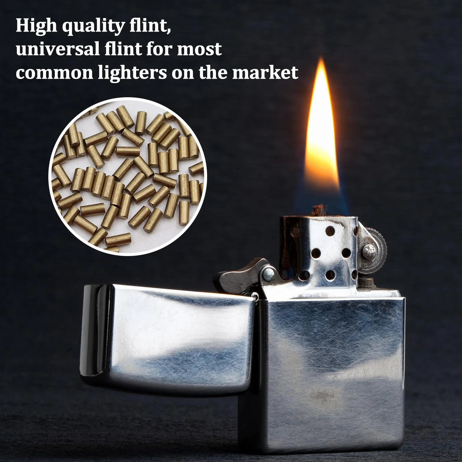 Zapalniczki Kamienki (300 sztuk) Uniwersalne kamienie do zapalniczek kompatybilne z Clipper i Zippo Kamienki do zapalniczki dla większości zapalniczek (złoto)