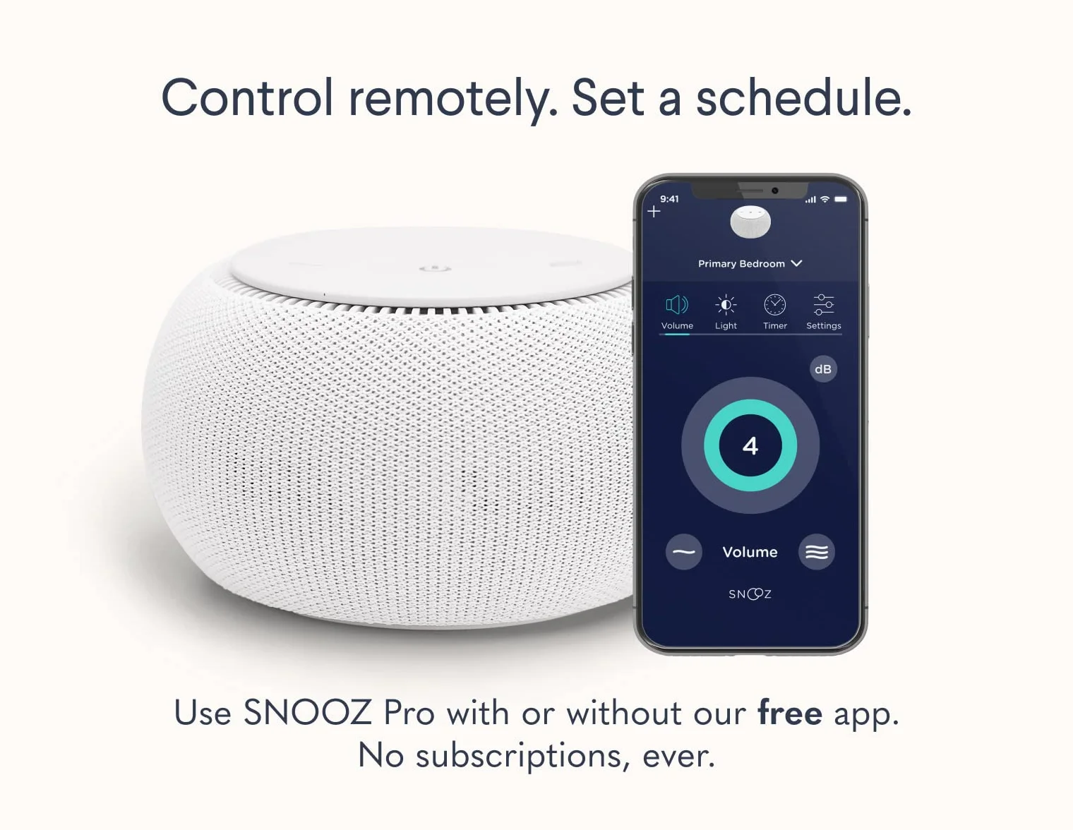 SNOOZ Pro Smart White Noise Machine Travel Case Wentylator Regulowany Ton Głośność Pilot Zdalnego Sterowania