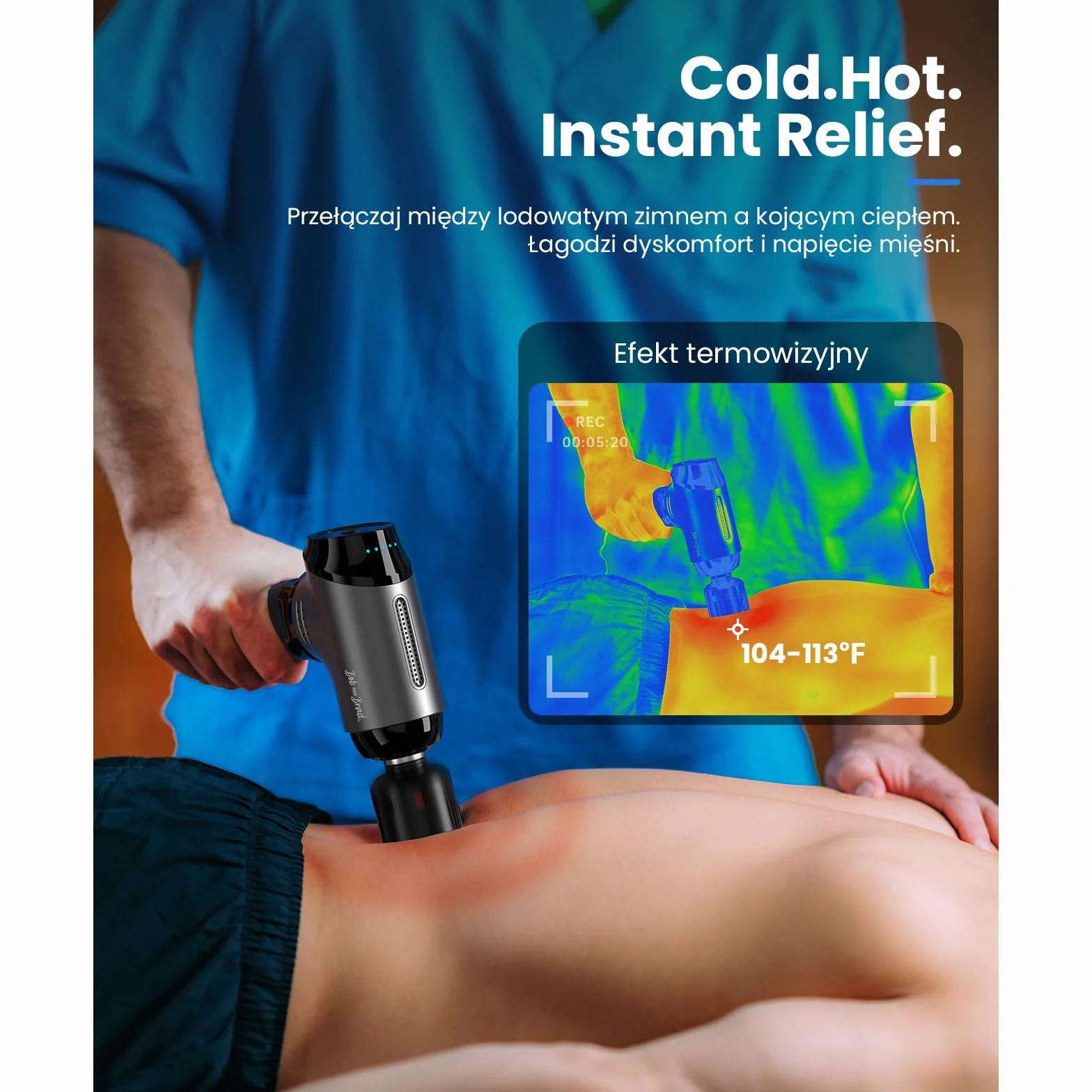 Bob and Brad T2 Pro Massage Gun z terapią ciepłem i zimnem, 4000 mAh, amplituda 10 mm, ręczny masażer perkusyjny