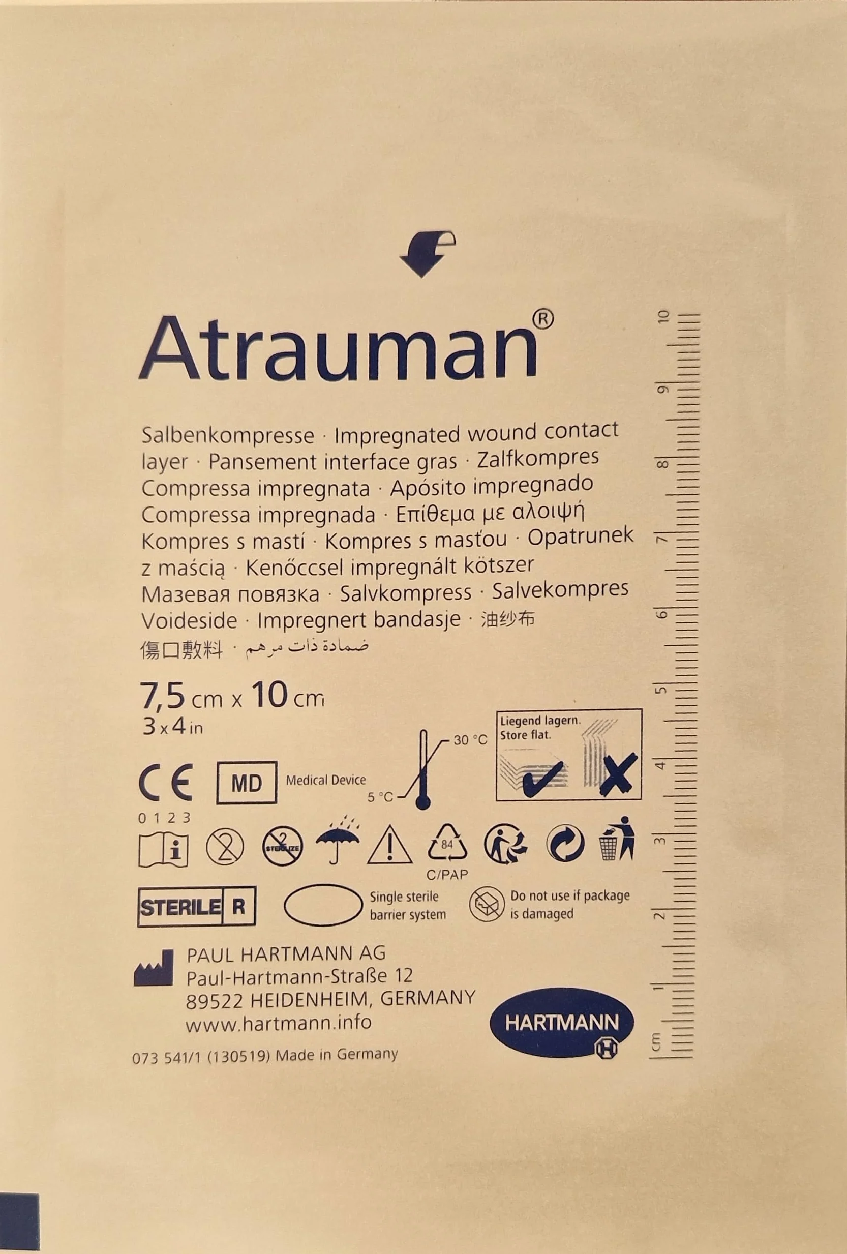 ATRAUMAN 7,5 x 10 cm sterylne kompresy 10 sztuk