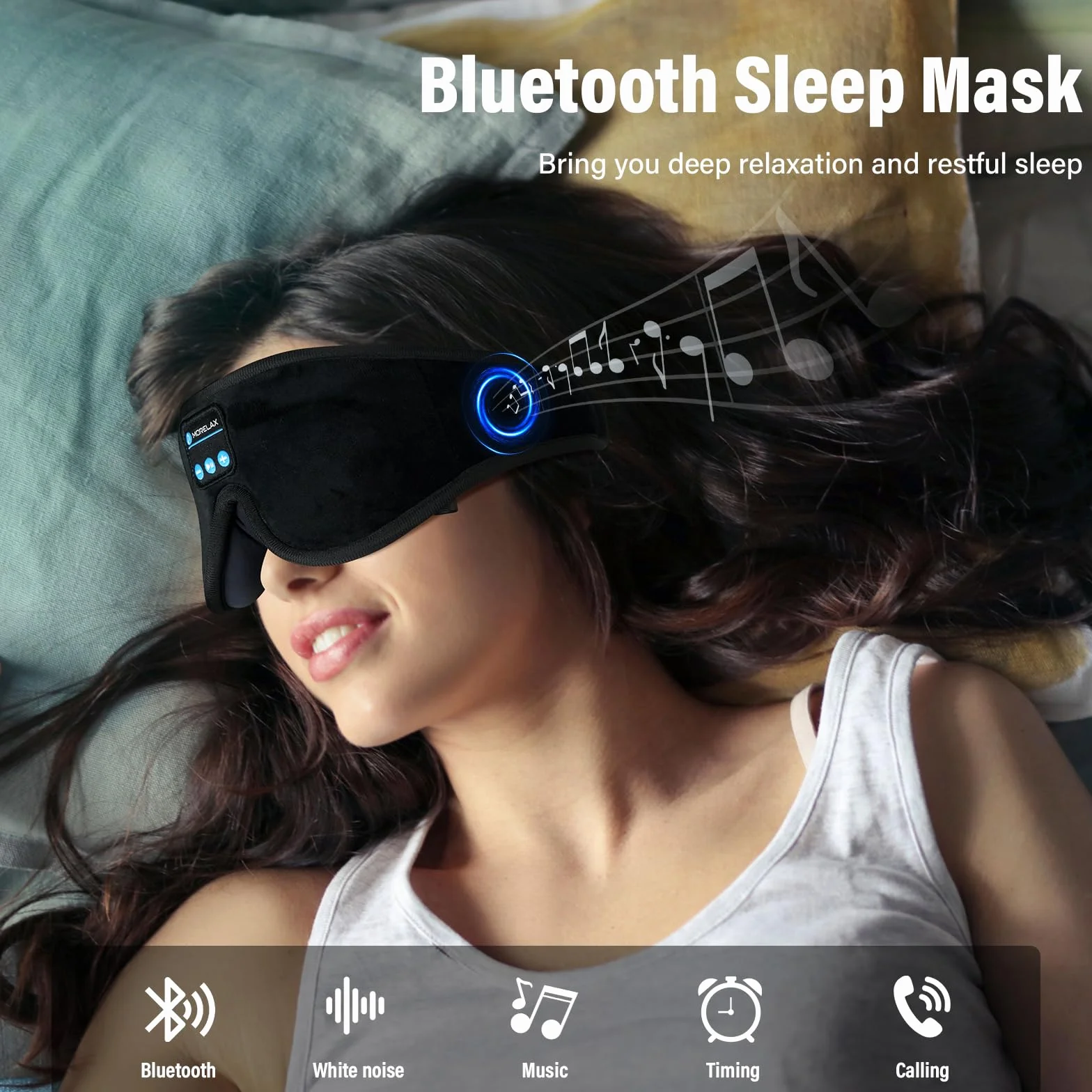 Maska do spania ze słuchawkami Bluetooth, maska do spania 3D, bezprzewodowa, muzyczna maska na oczy do spania na boku/plecach, prezent