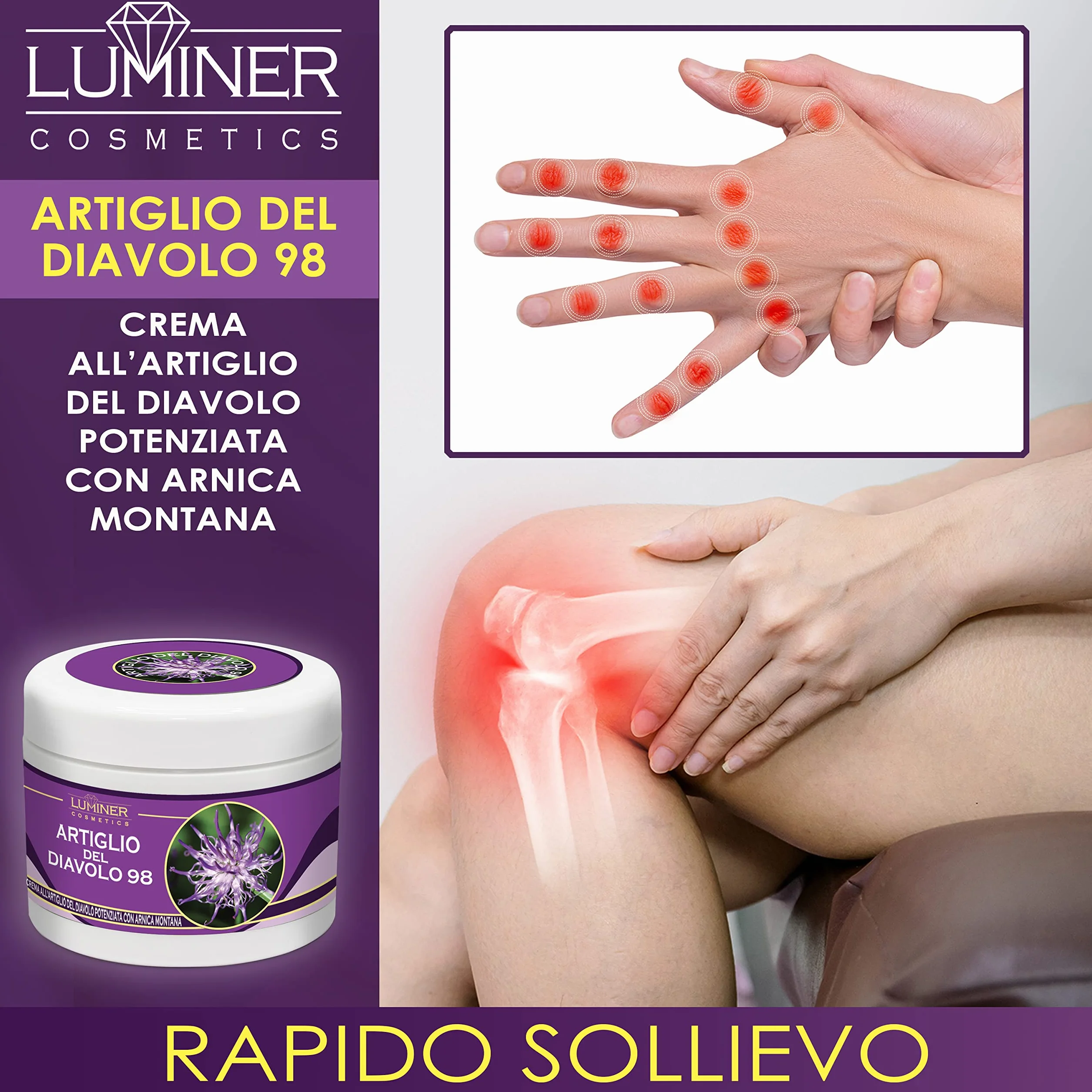 LUMINER Bardzo silna maść Harpagate 200 ml, krem Harpaid i arnika do masażu stawów i mięśni, szybko działająca naturalna formuła skoncentrowana Made in Italy