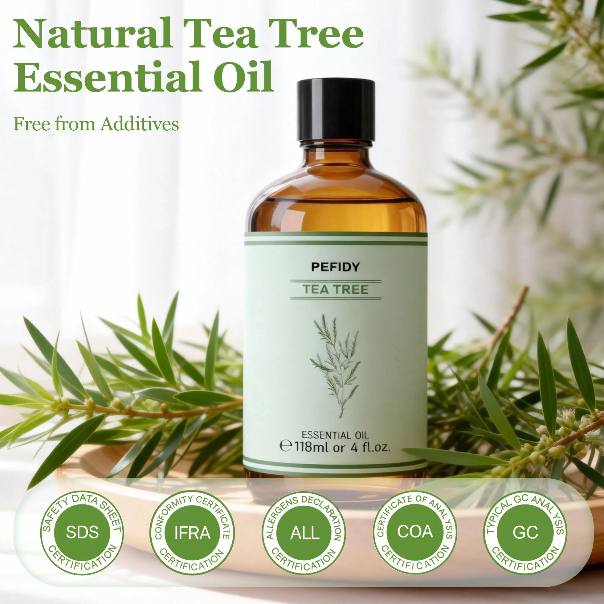 Olejek herbaciany 118ml, 100% czysty. Naturalny olejek tea tree, który wyrównuje skórę. Idealny do dyfuzora, szamponu, produkcji mydła i projektów DIY