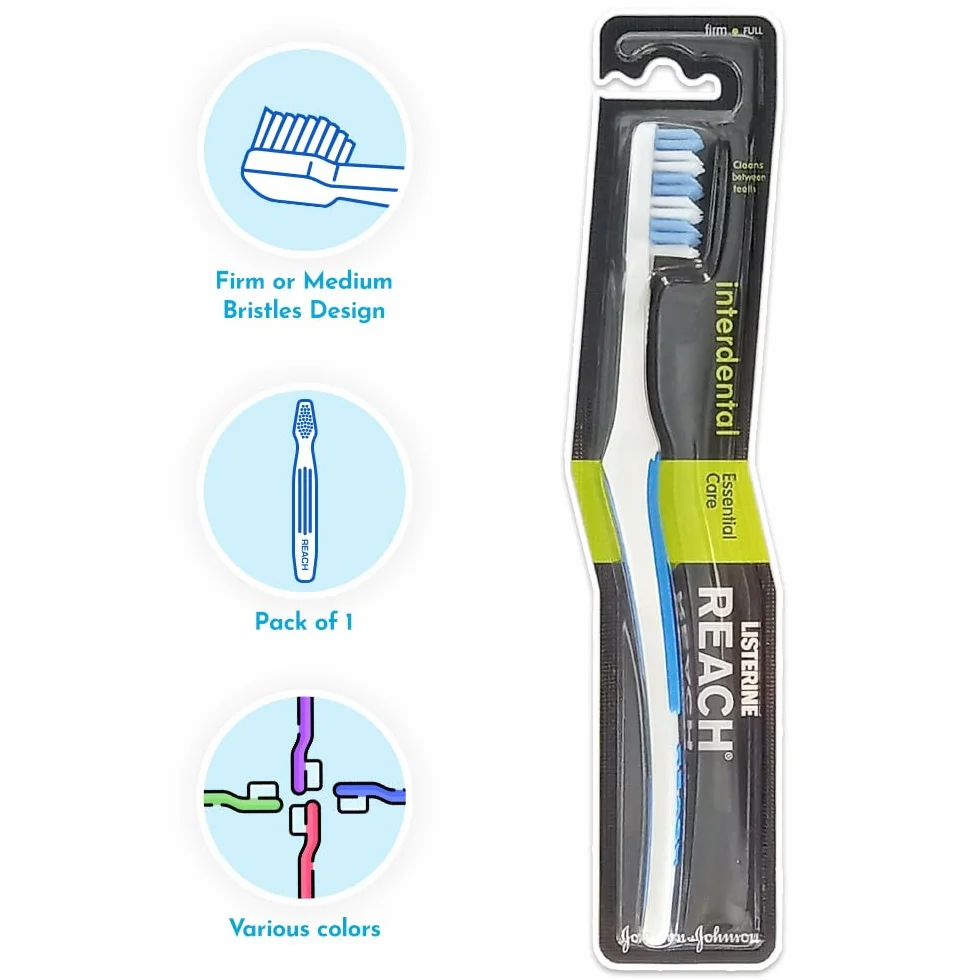 REACH Essential Care Interdental Firm szczoteczka do zębów, ręczna, twarde włosie, 12 sztuk