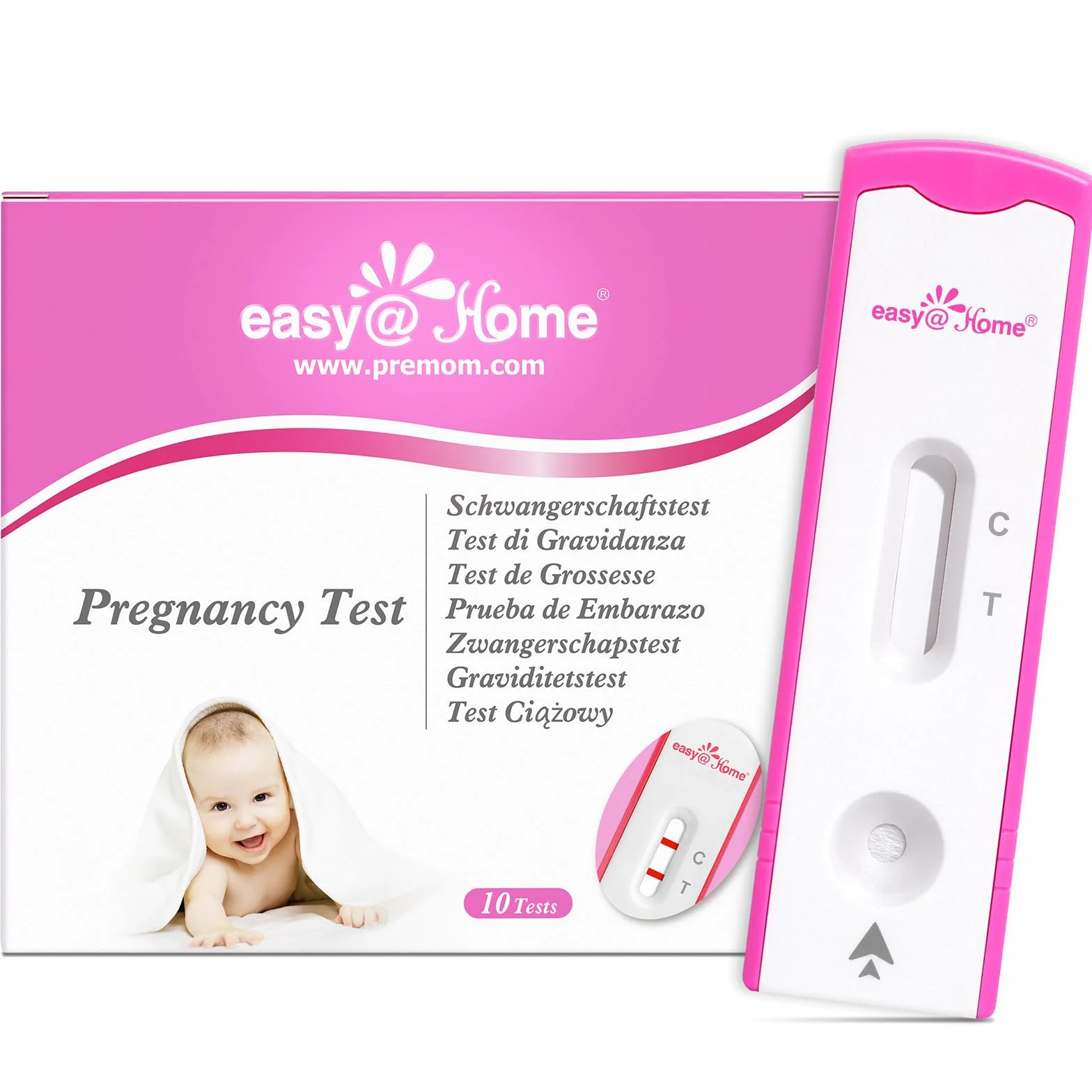Easy@Home 10 x wczesny test ciążowy, czuły i szybki test ciąży, ultra wczesny test HCG, 10 mIU/ml – precyzyjne wyniki