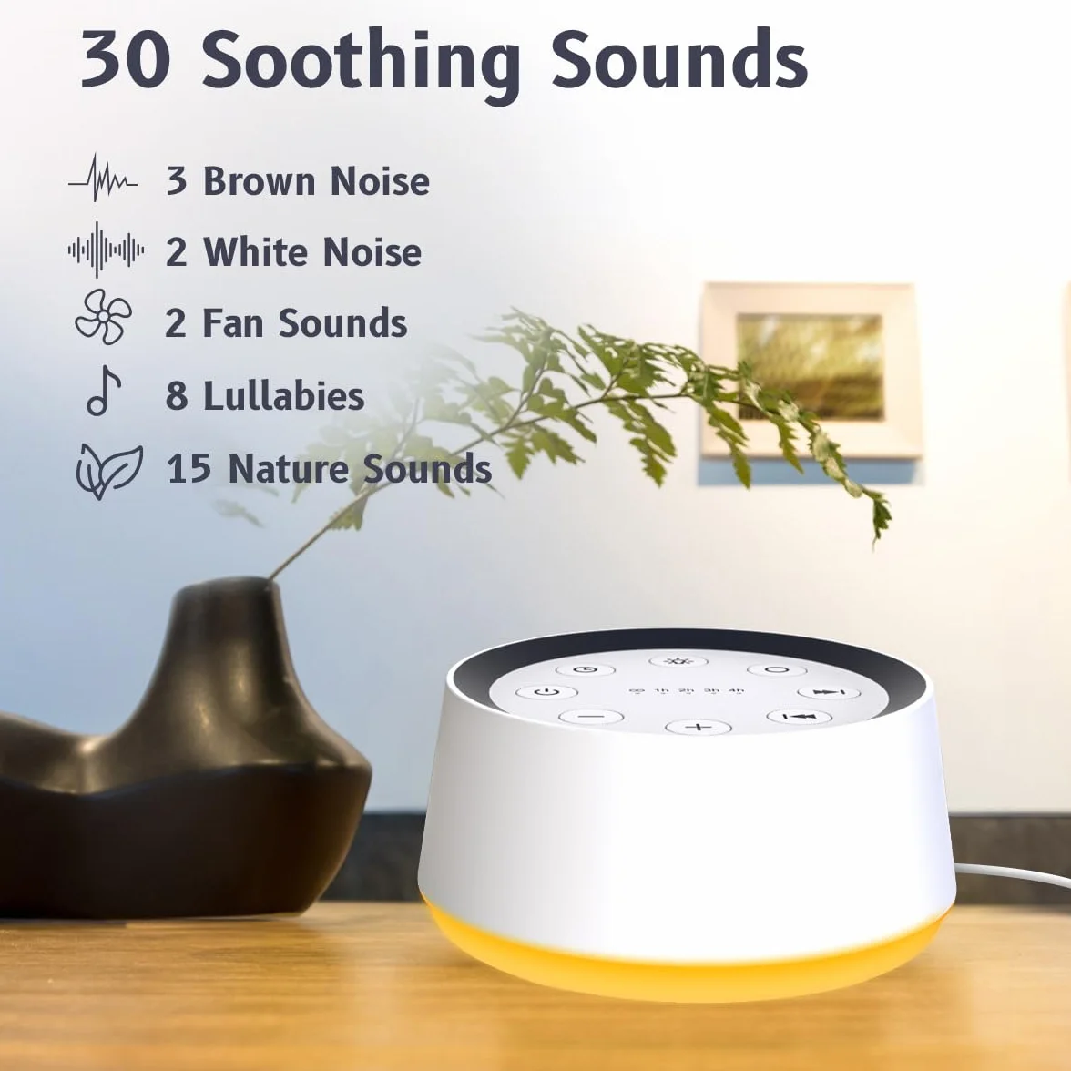 Maszyna dźwiękowa White Noise Machine 30 kojących dźwięków do spania 12 kolorów lampka nocna funkcja pamięci timer