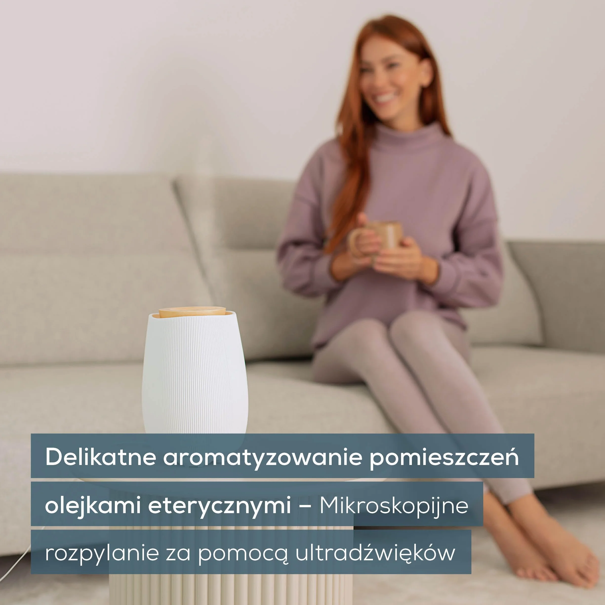 Beurer LA 45 Dyfuzor zapachowy ultradźwiękowy do aromaterapii, 2-stopniowy, światło nastrojowe 9 kolorów, ceramiczny i drewniany