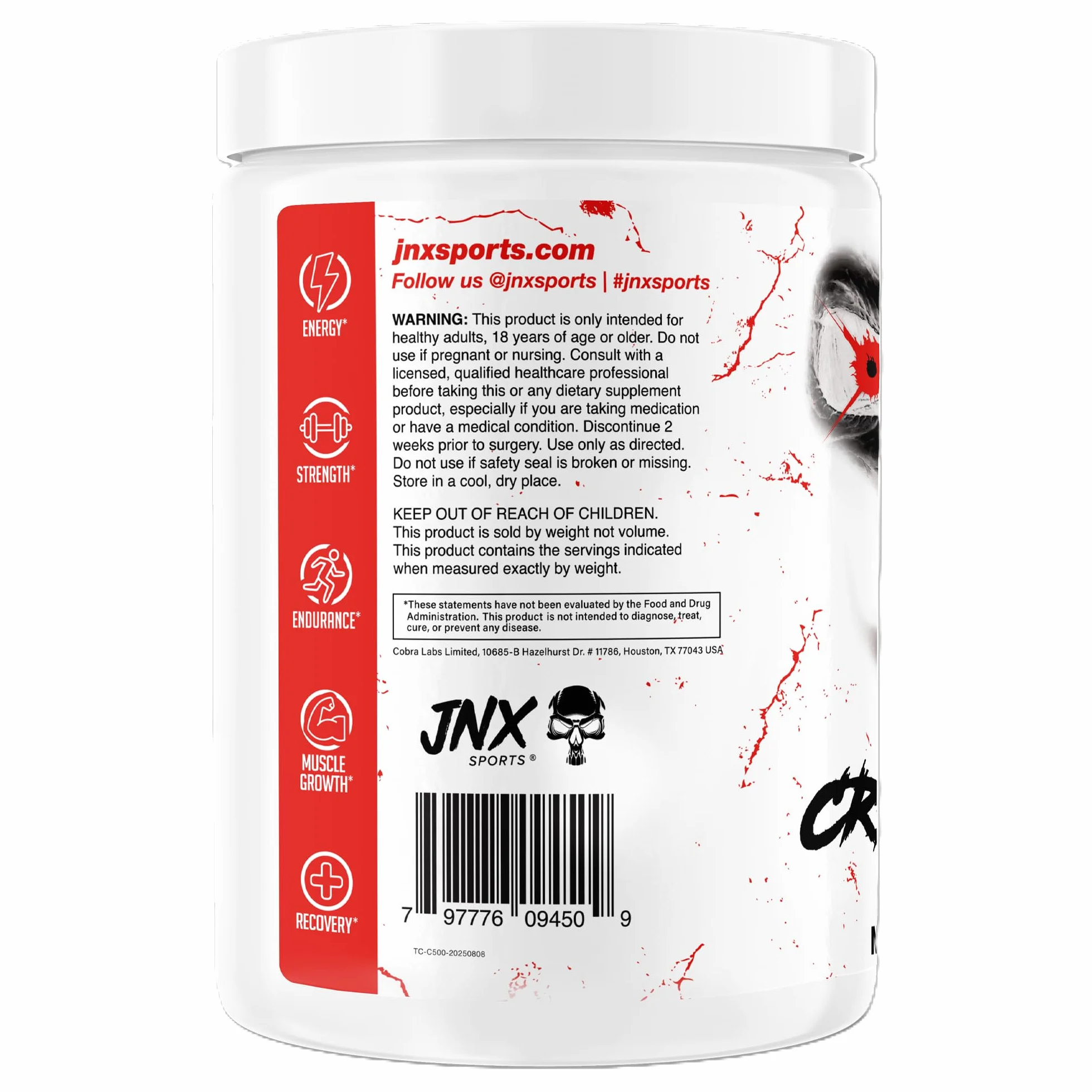 JNX Sports The Curse! Creatine 500g Unflavoured Monohydrat kreatyny