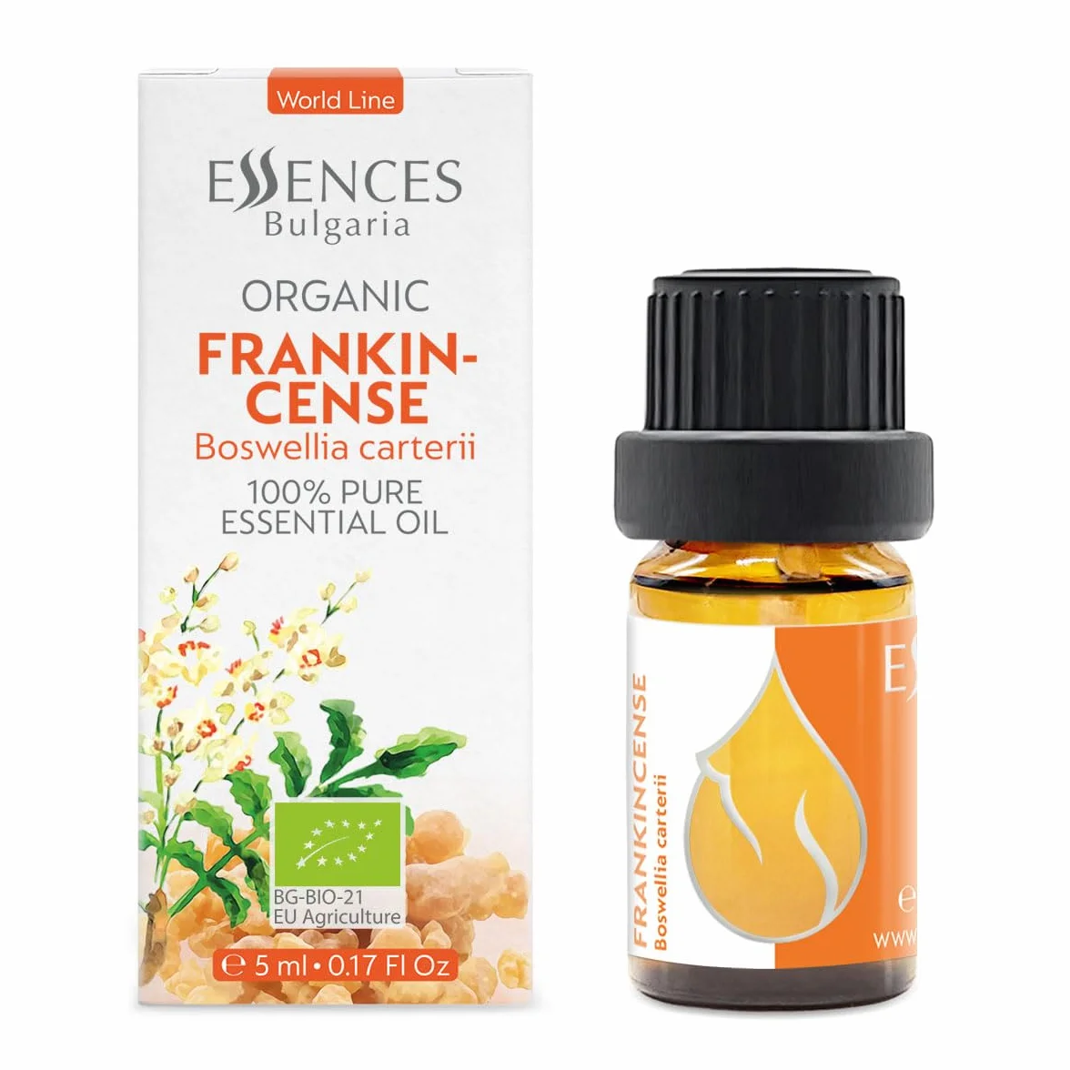 Essences Bułgaria Organiczny Olejek Eteryczny z Kadzidła 5 ml | Boswellia carterii | 100% Czysty i Naturalny | Nierozcieńczony | Klasa Terapeutyczna | Aromaterapia | Kosmetyki | Bez okrucieństwa