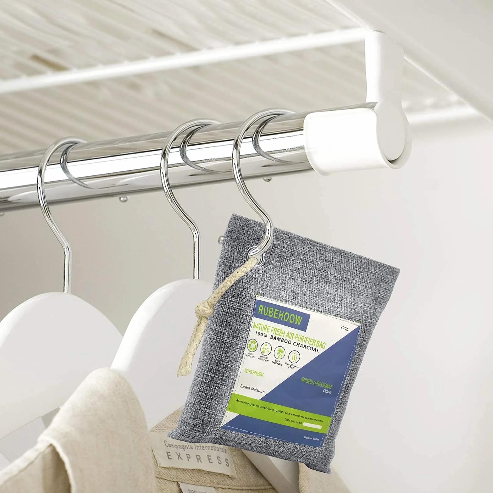Nature Fresh Worki oczyszczające powietrze, torba oczyszczająca powietrze z węglem bambusowym, 4-pak eliminatorów zapachów do domu, filtr z węglem aktywnym do samochodów, szafek, łazienek i obszarów