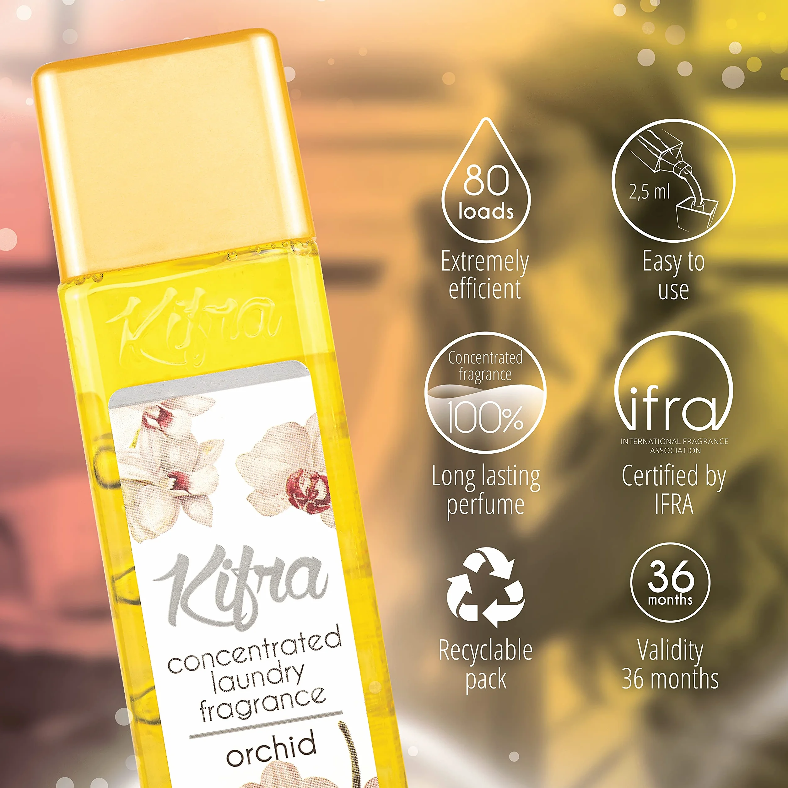 Kifra Orchid skoncentrowane perfumy do prania, 200 ml, 80 cykli prania, długotrwały zapach prania