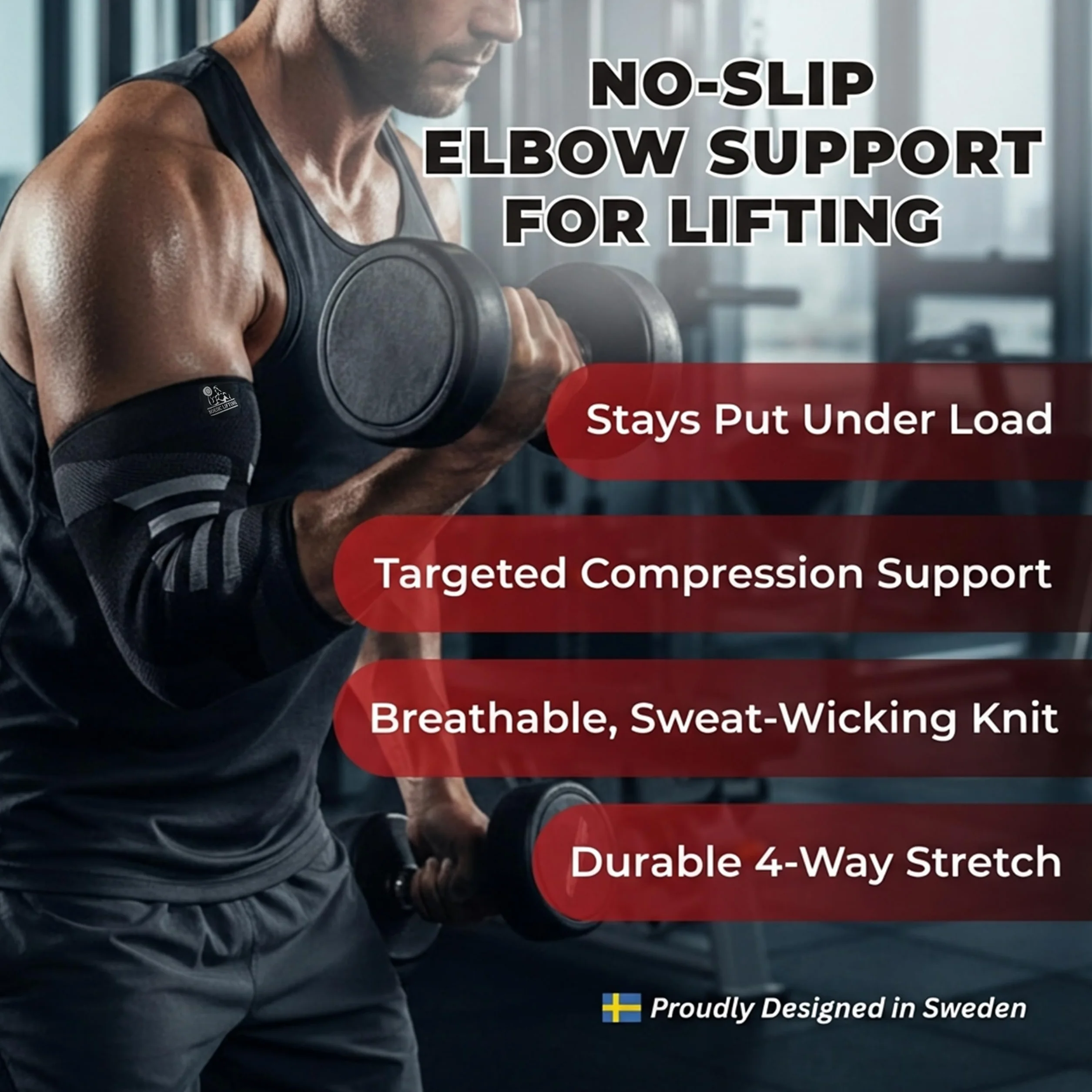 Nordic Lifting Rękawice Kompresyjne na Łokieć (1 Para) - Wsparcie w Zapobieganiu i Regeneracji Zapalenia Ścięgna - Gwarancja 1 Roku - Szare (średni)