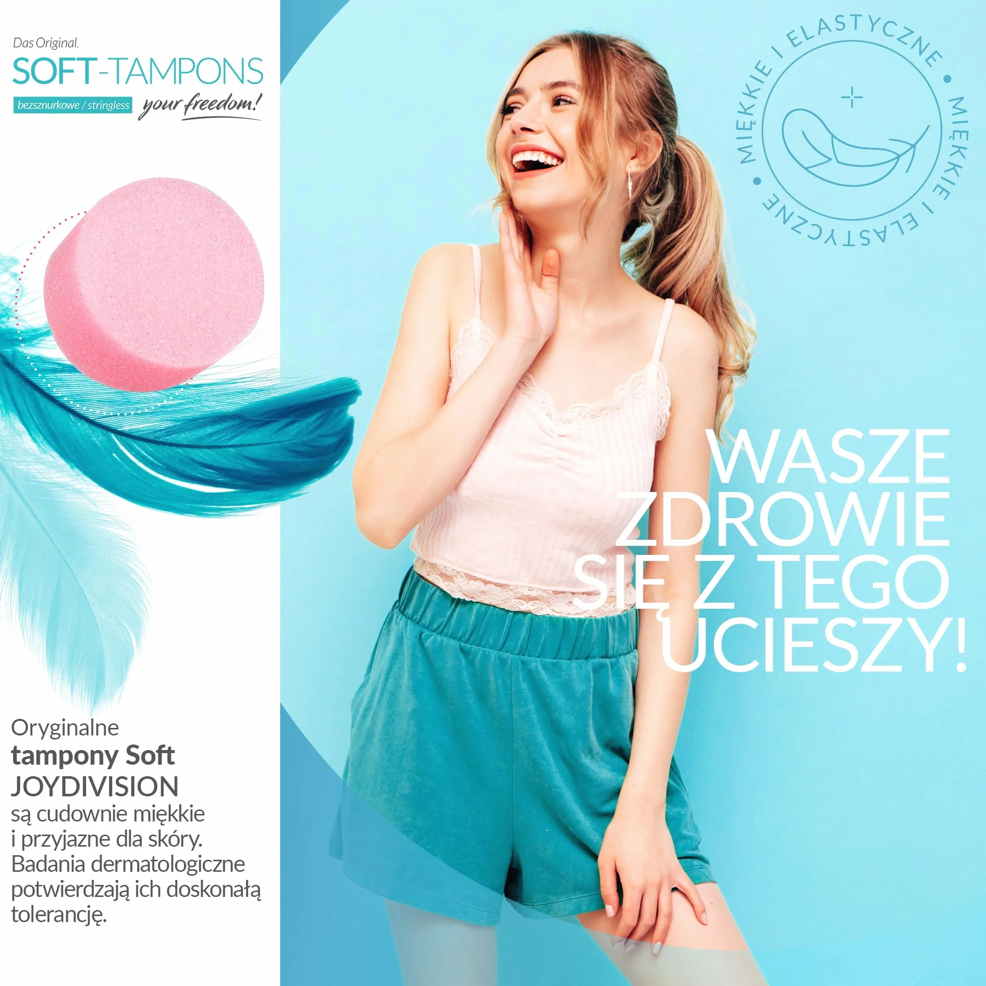 JOYDIVISION Soft-Tampons professional 50 szt Tampony bez sznurka Gąbeczka menstruacyjna ultra soft