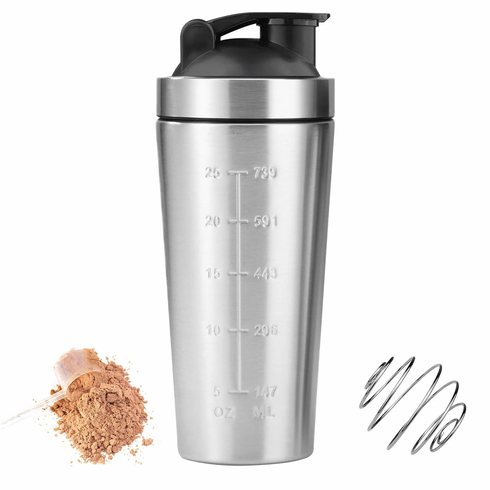 Shaker proteinowy ze stali nierdzewnej, 750 ml