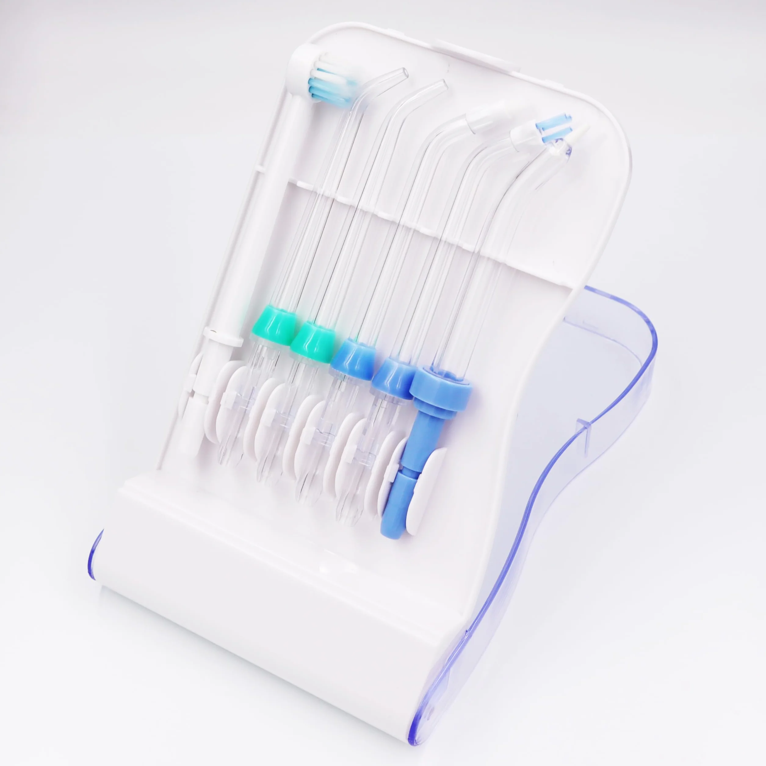 Wymienne końcówki kompatybilne z irygatorem wodnym Waterpik, części zamienne do irygatorów wodnych, kompatybilne z irygatorem jamy ustnej Waterpik, etui do przechowywania i 6 wymiennych końcówek