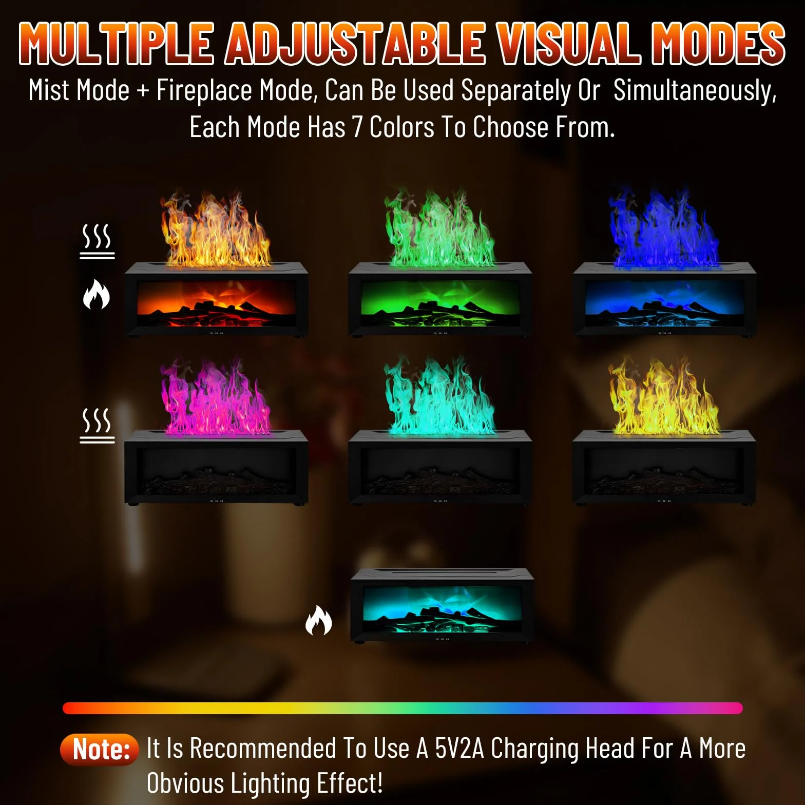3D Flame Aroma Diffuser 150 ml cichy nawilżacz z pilotem zdalnego sterowania dyfuzor kominkowy 7-kolorowe oświetlenie LED lampka nocna