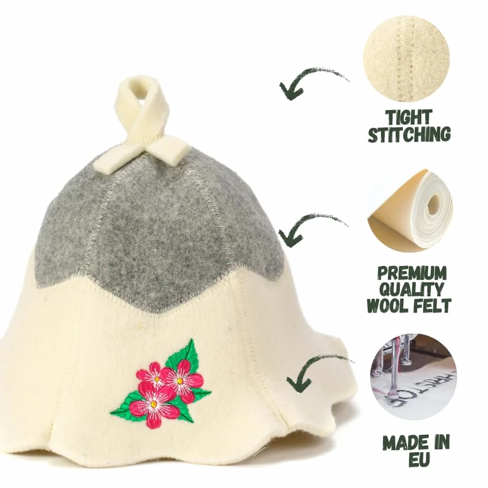Kapelusz do sauny z filcu wełnianego 100% organiczny Natural Textile
