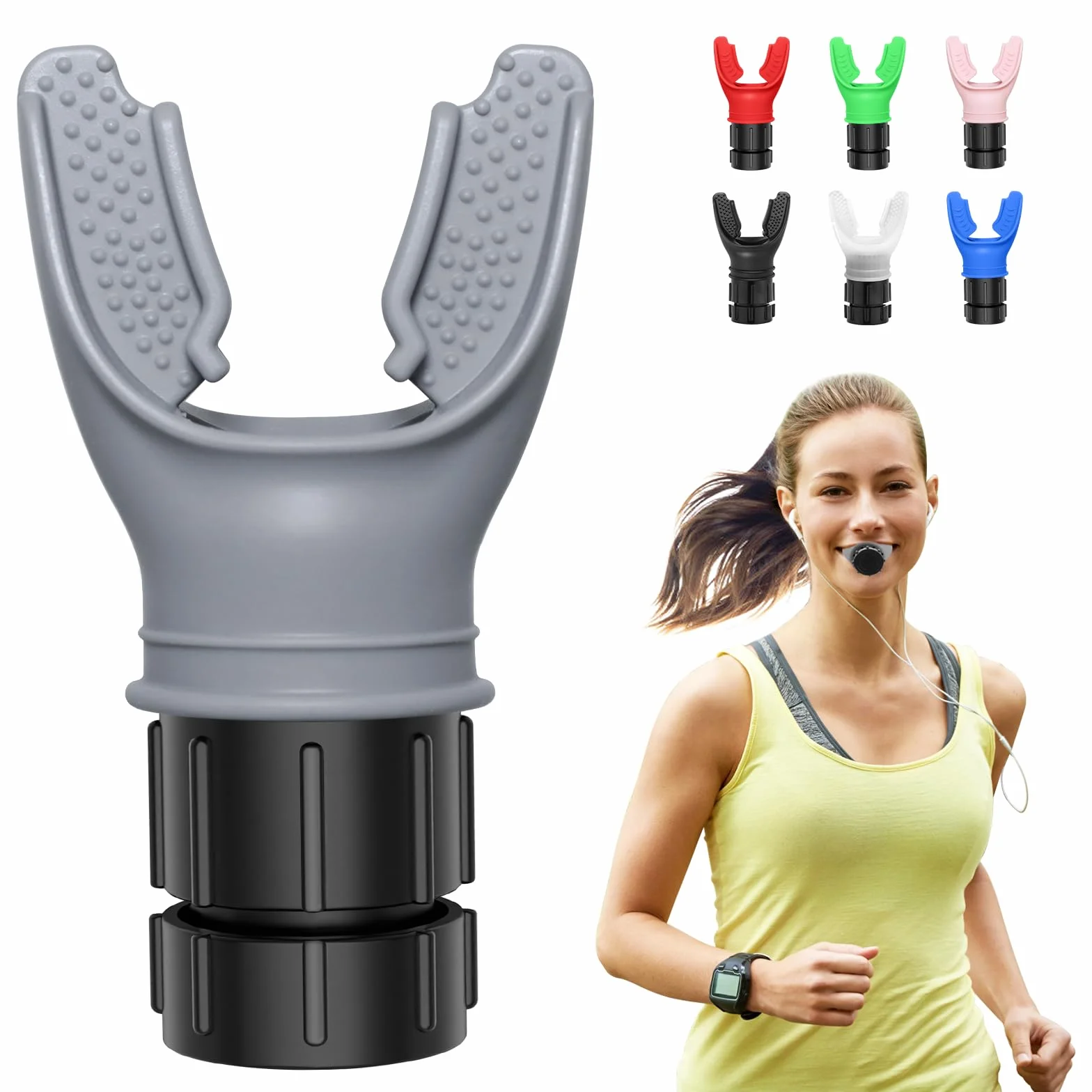 Oxyfit trener płuc z regulowanymi oporami, przyrząd do ćwiczeń oddechowych szary